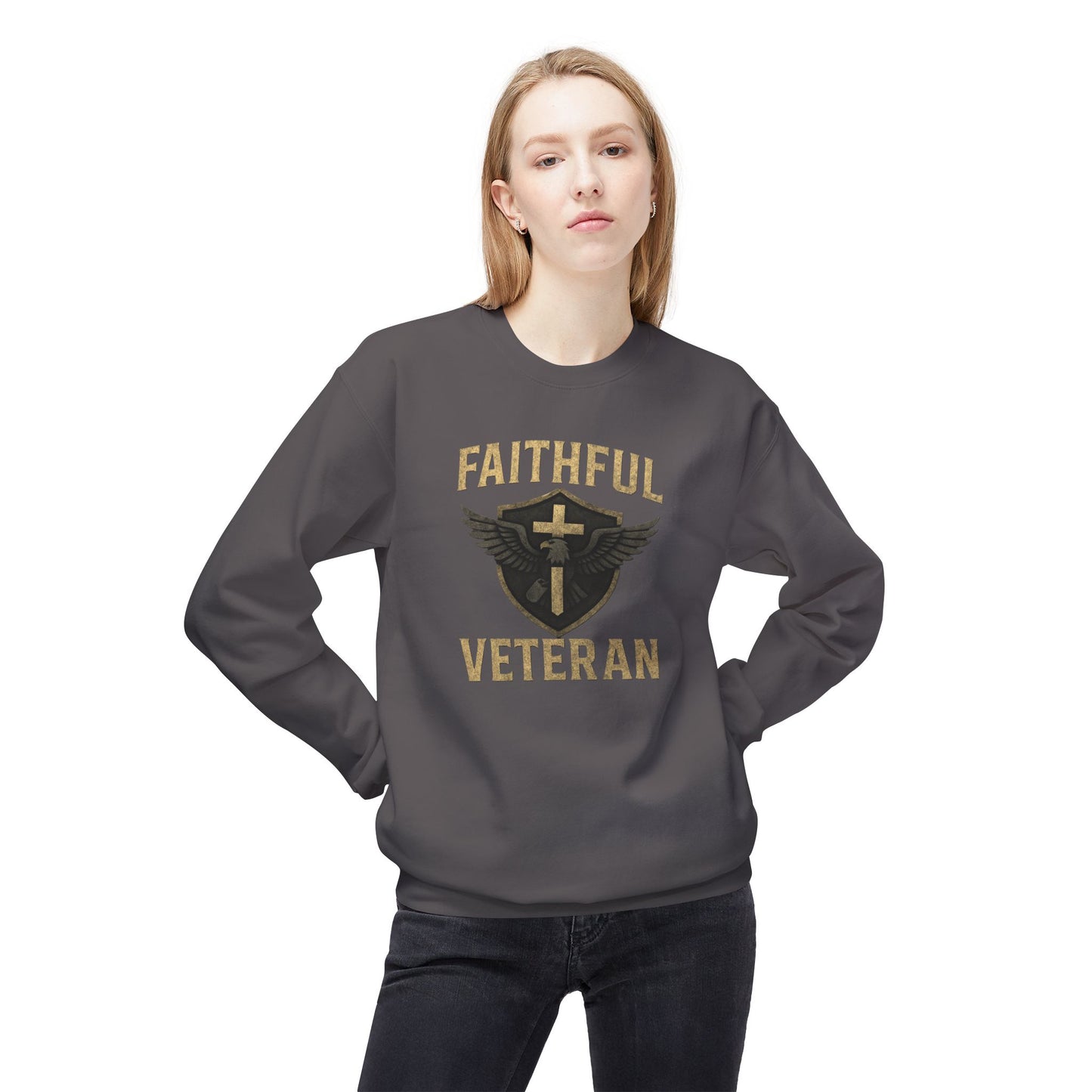 Crewneck Sweatshirt Faithful Veteran Design