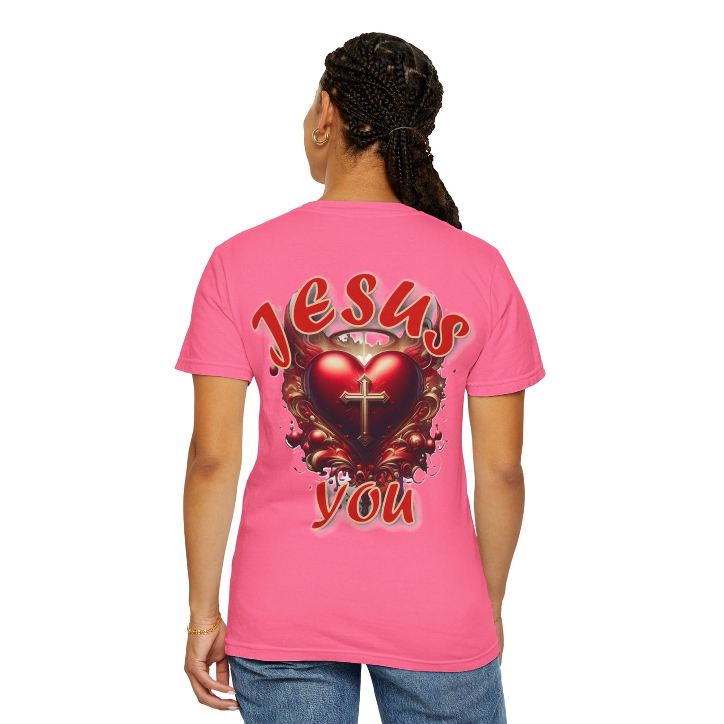 Christian Cross Heart Unisex T-shirt - Jesus Loves You Design