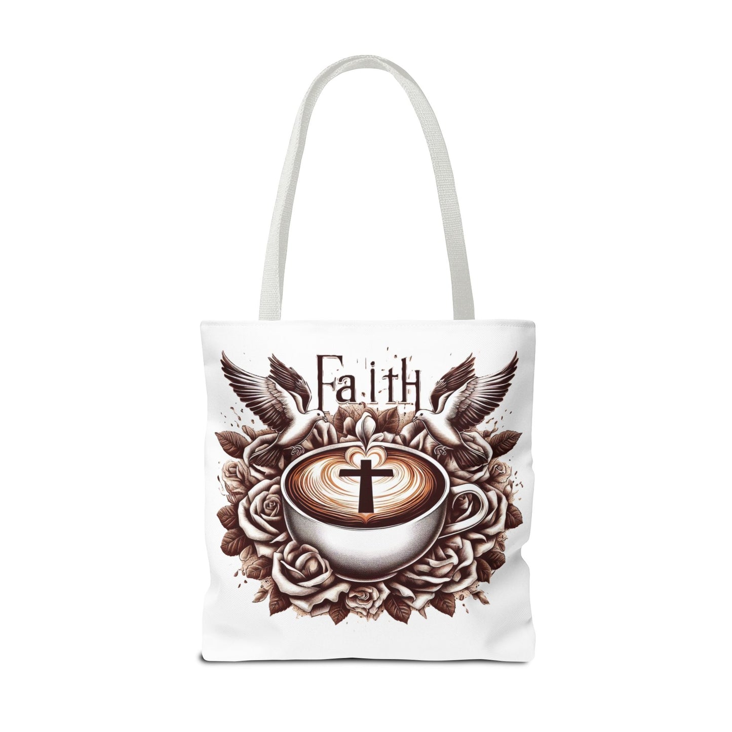 Tote Bag (AOP) "Faith and Coffee"