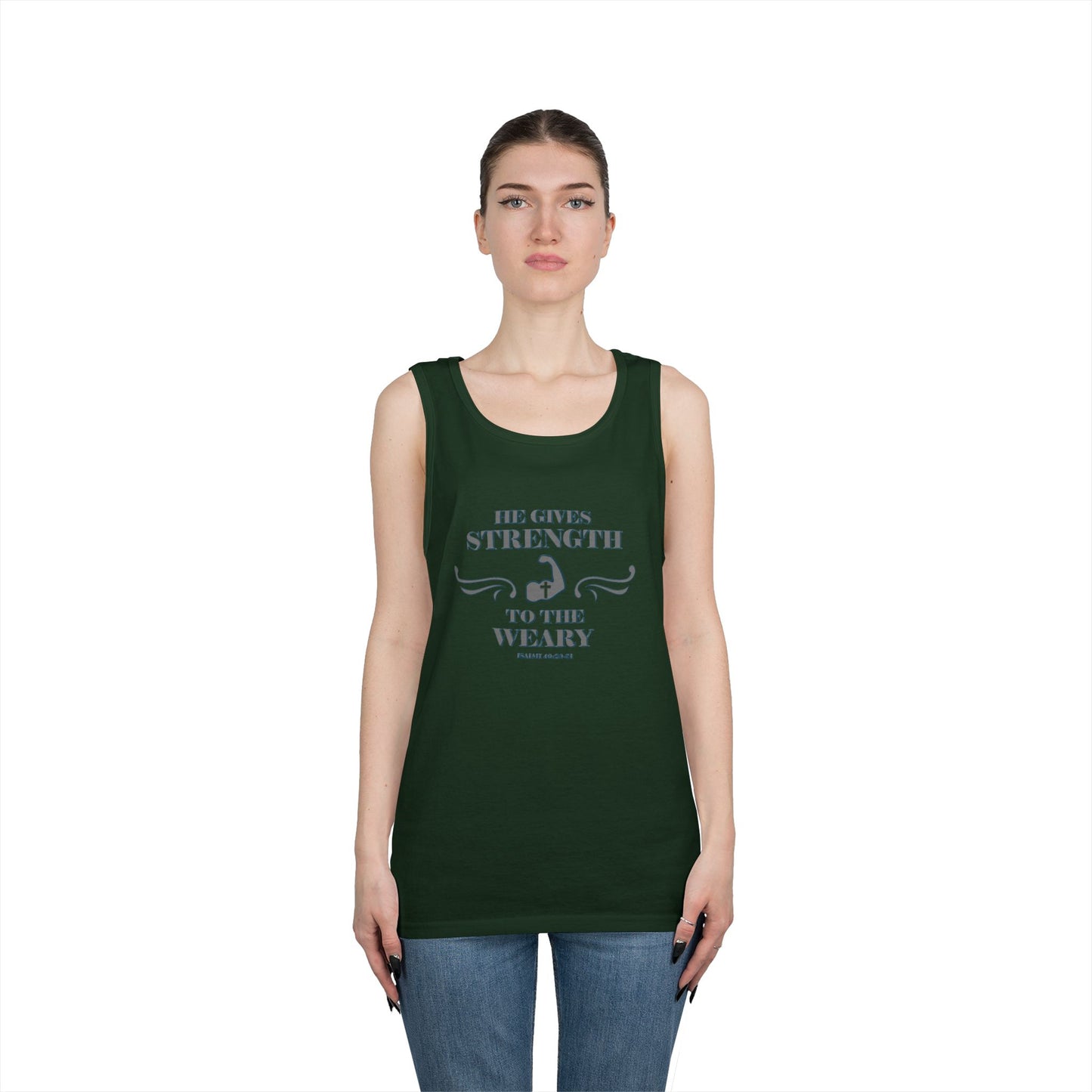 Tank Top - Bible Verse 'He gives Strength to the Weary' Isaiah 40:29-31