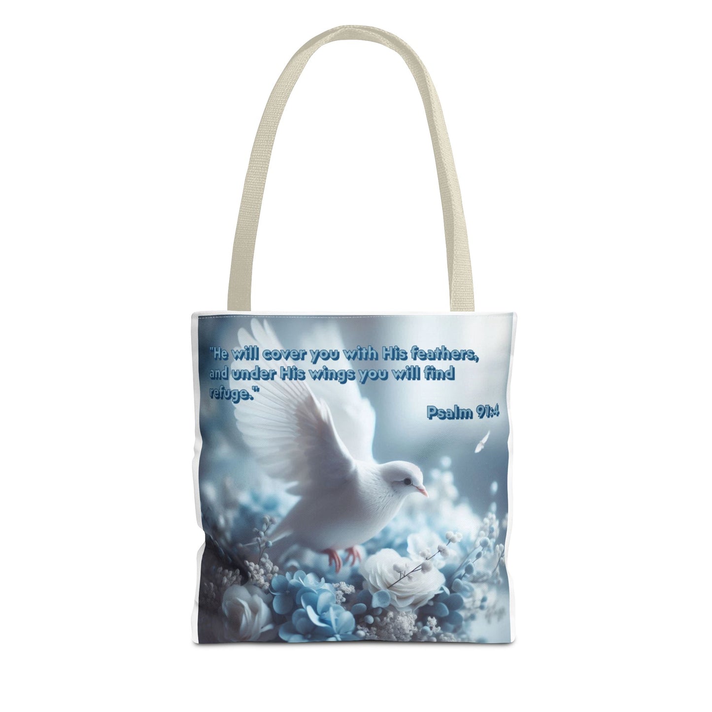 Tote Bag (AOP) "Under His wings you will find refuge"