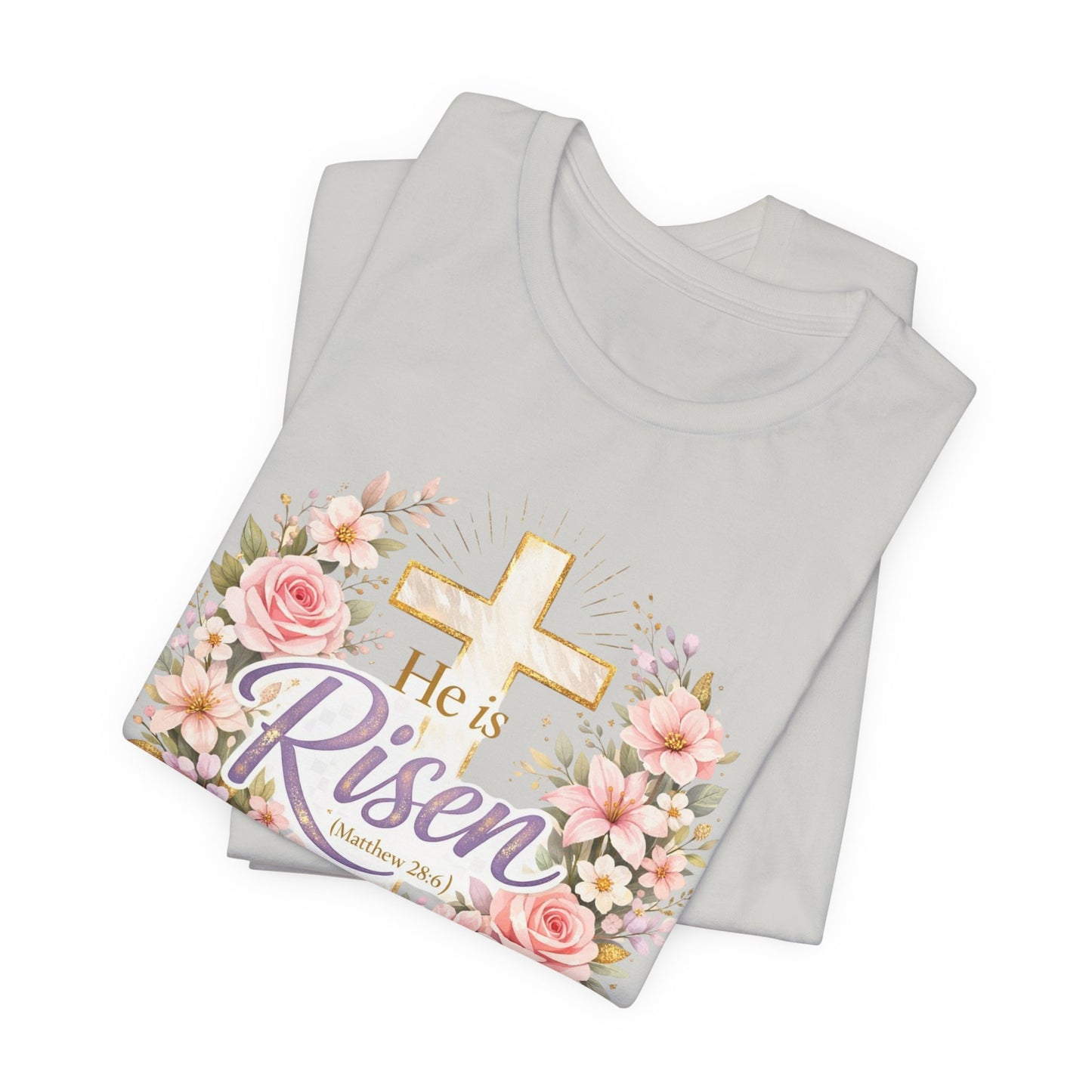 He Is Risen Floral Cross T-Shirt