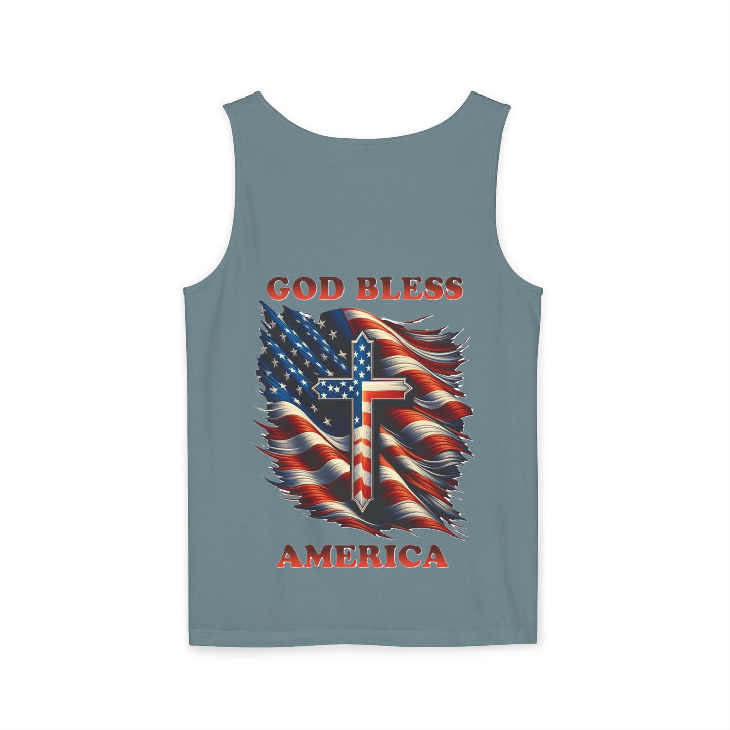 Unisex Garment-Dyed Tank Top "GOD BLESS AMERICA"