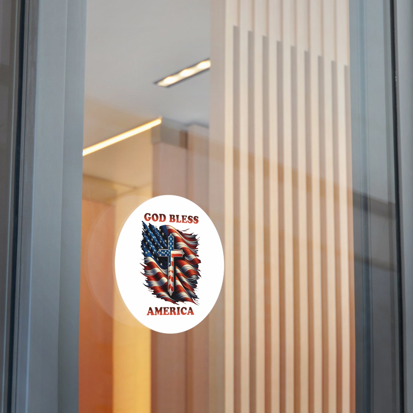 Round Vinyl Stickers "GOD BLESS AMERICA"