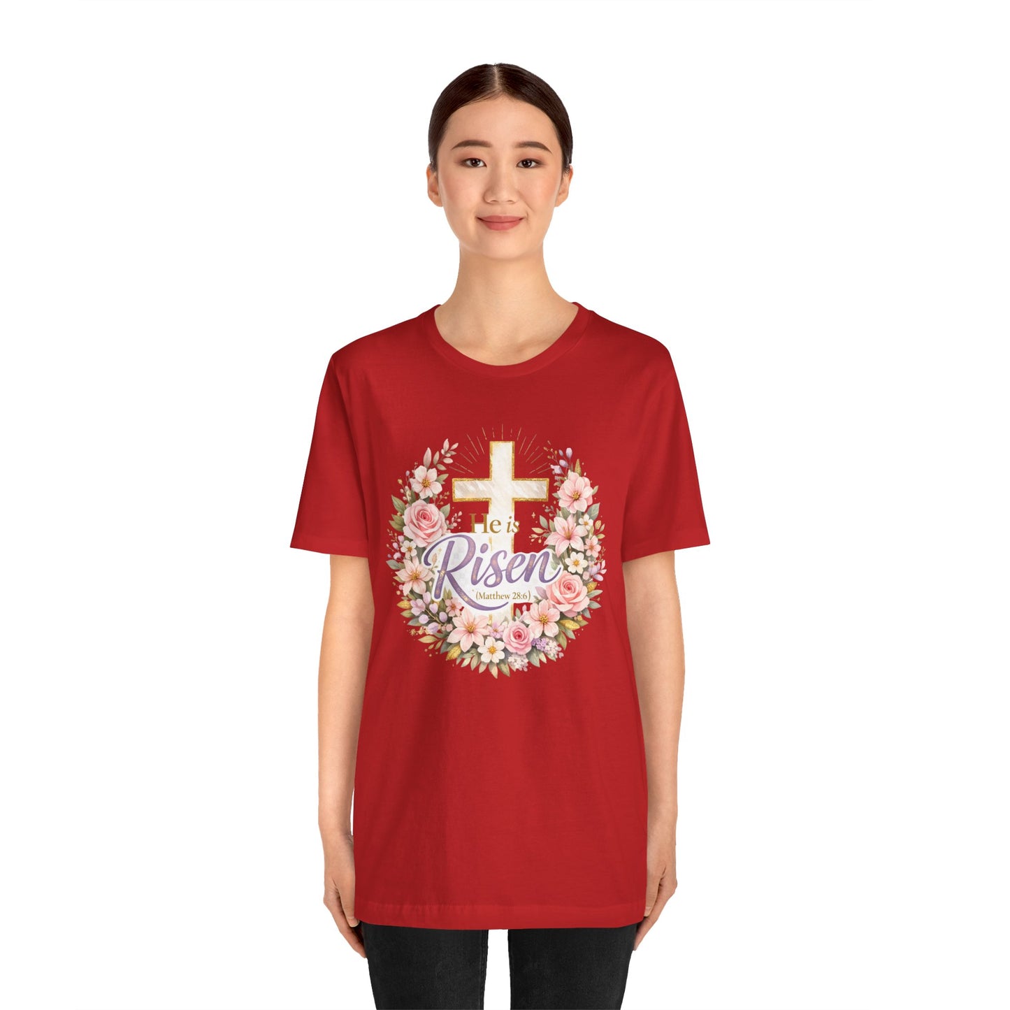 He Is Risen Floral Cross T-Shirt