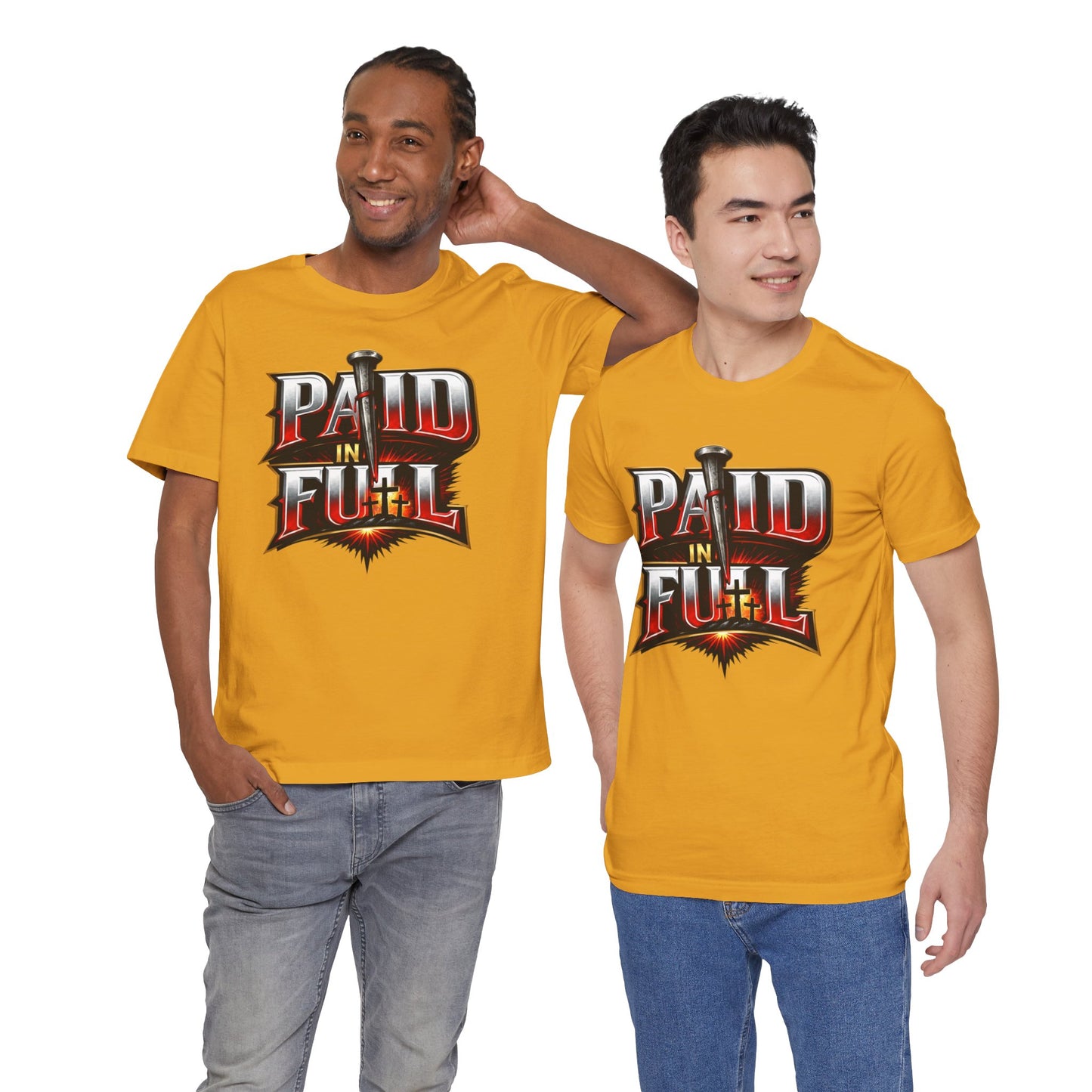 Paid In Full Christian Cross T-Shirt — Nail & Triple Cross Graphic