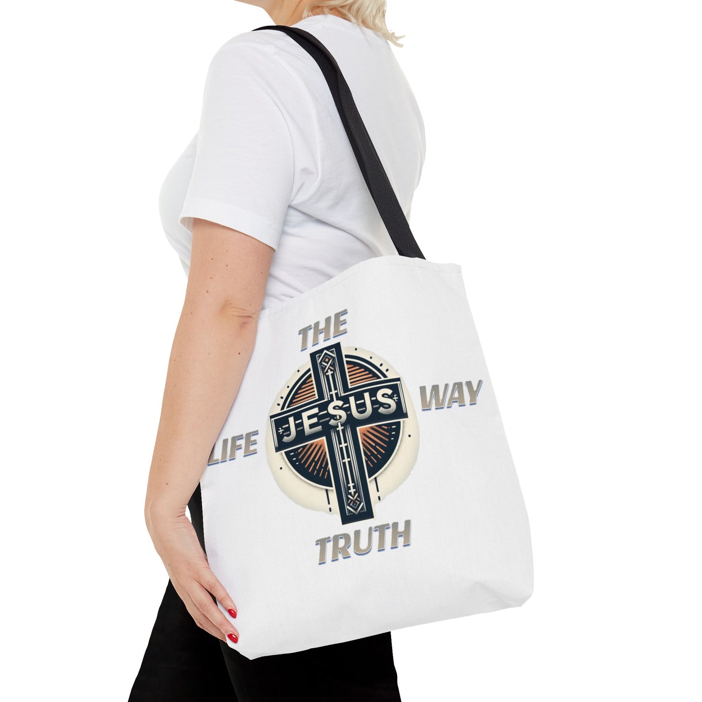 Tote Bag (AOP)"JESUS IS THE WAY TRUTH LIFE"