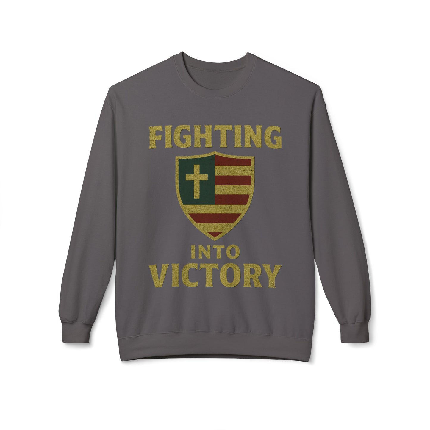 Christian Cross Shield Sweatshirt - Fighting into Victory