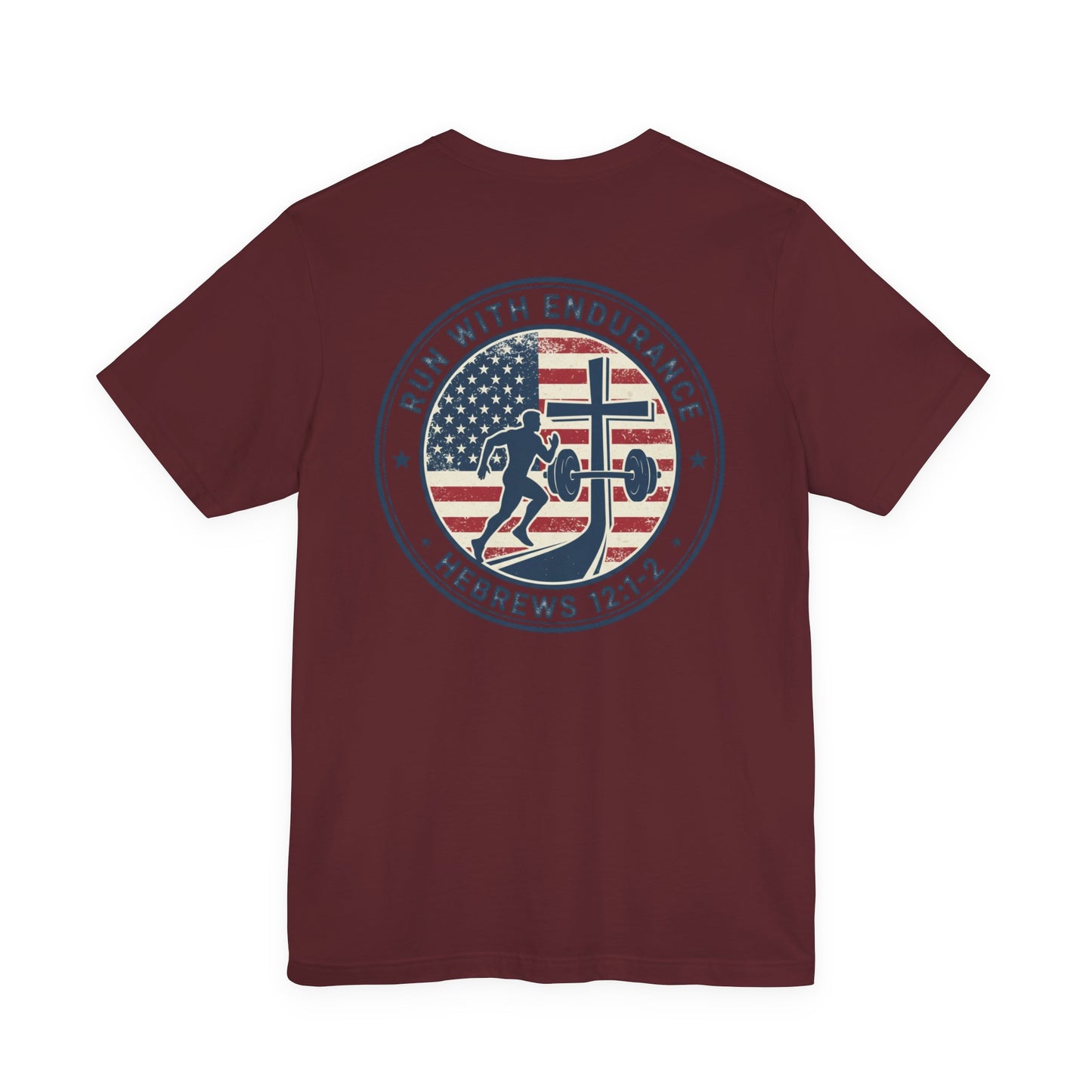 Hebrews 12:1-2 'Run With Endurance' T-Shirt — Inspirational Christian Tee