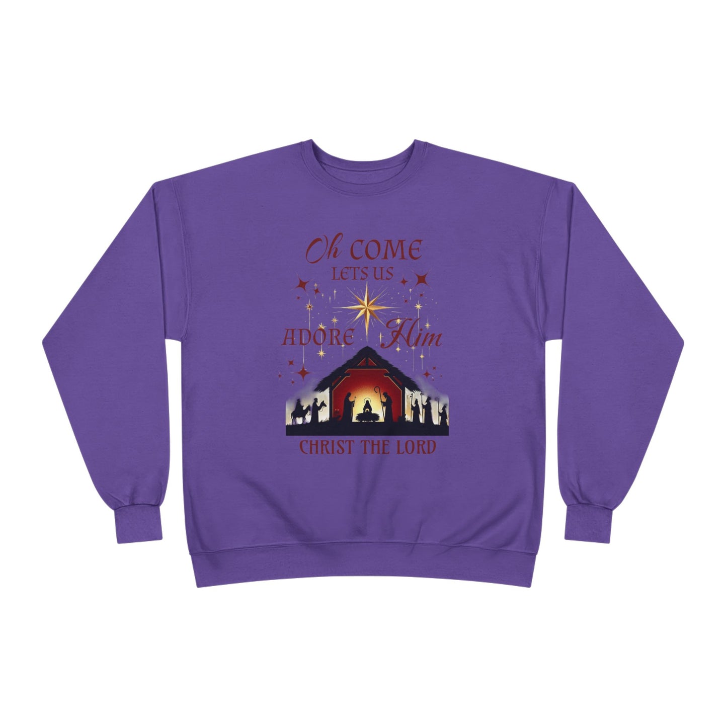 Christmas Nativity Unisex Sweatshirt with 'Oh come let us adore him, Christ the Lord' Design
