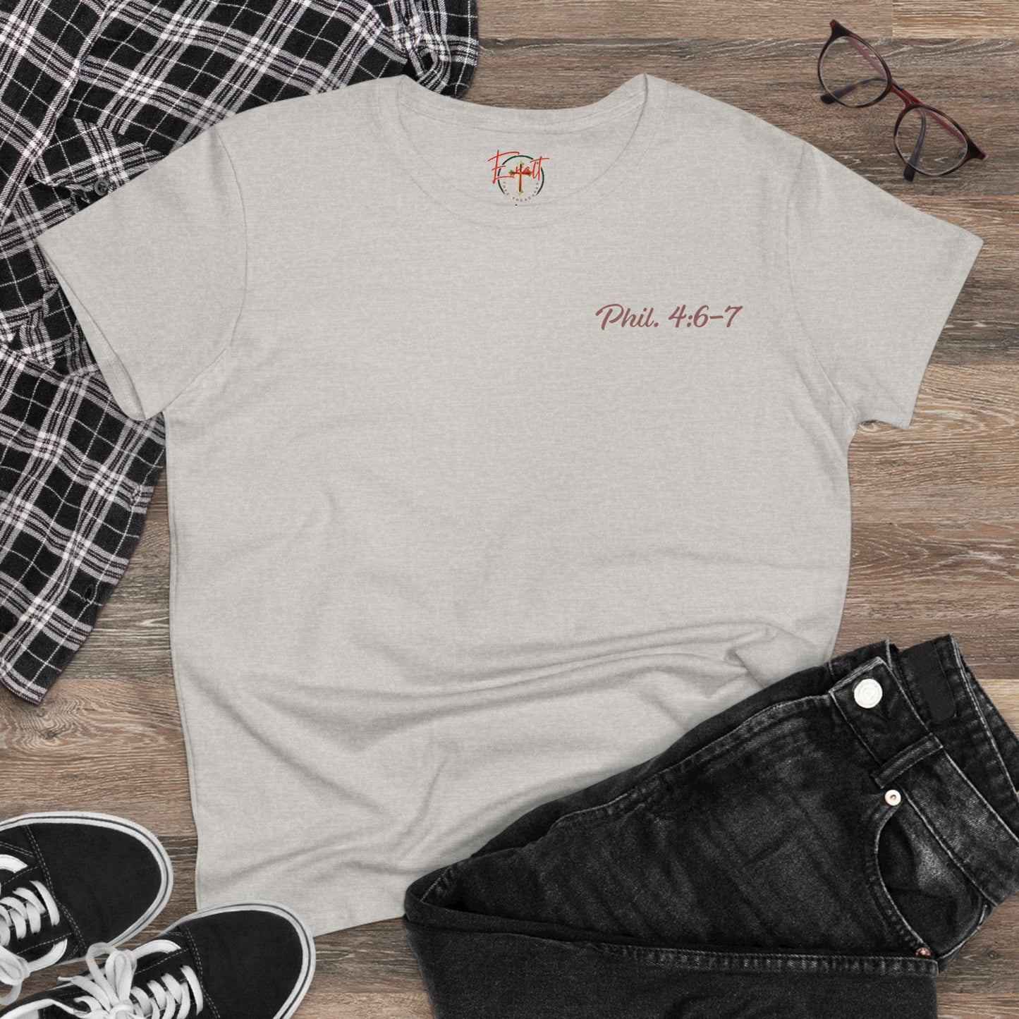 Women's Tee with Heart and Praying Hands Design
