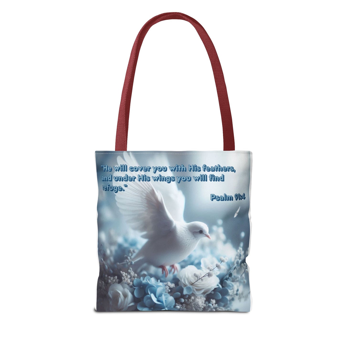 Tote Bag (AOP) "Under His wings you will find refuge"