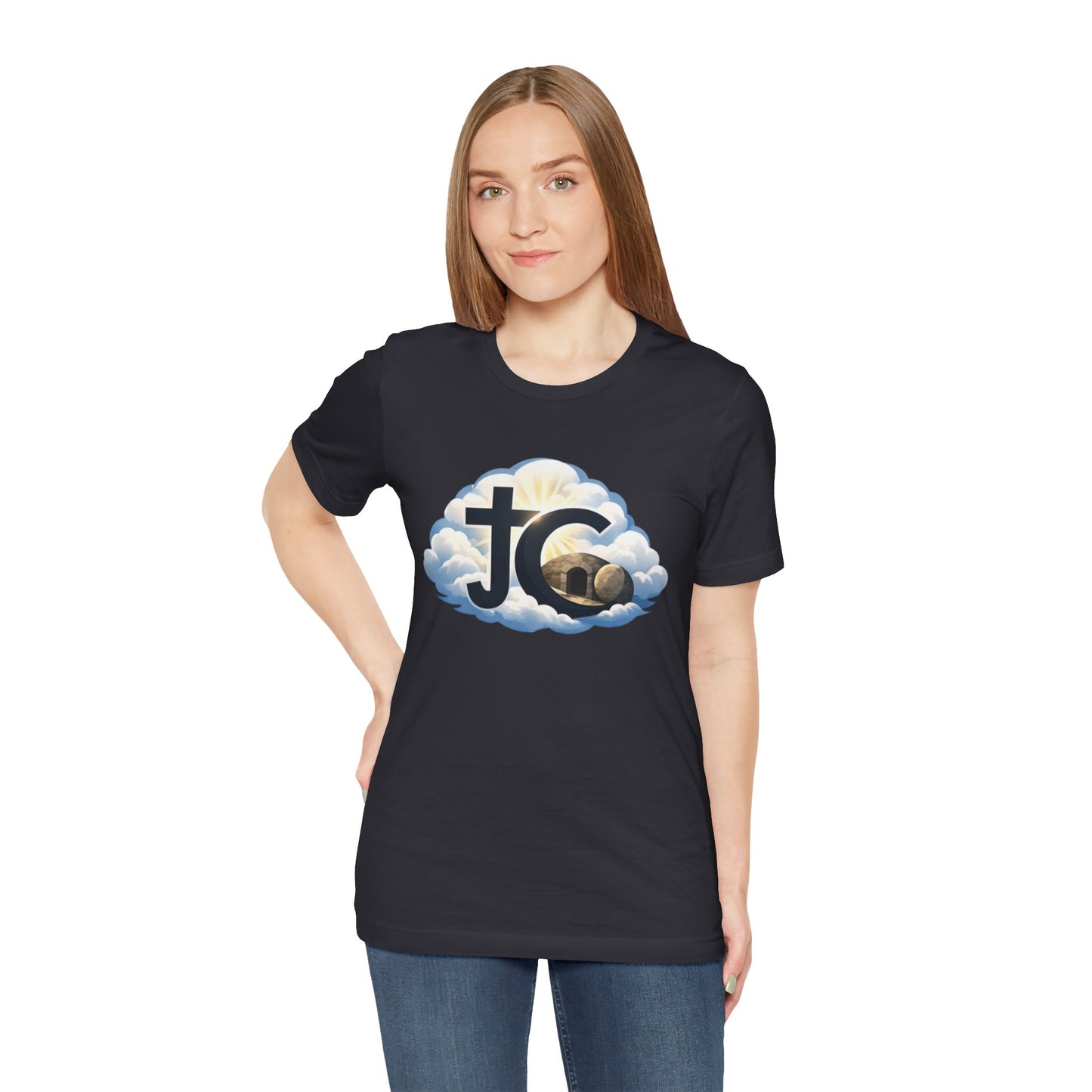 Jesus Christ (JC) Cross Tee — Crucified, Risen & Coming Again