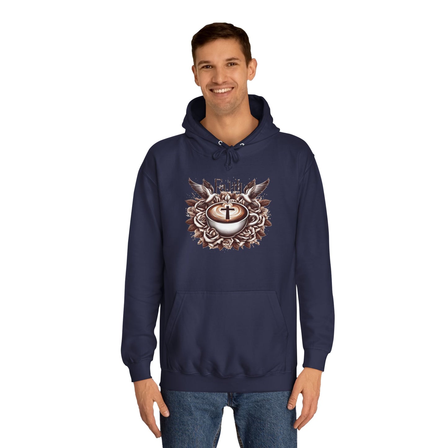 Unisex College Hoodie "Faith and Coffee"