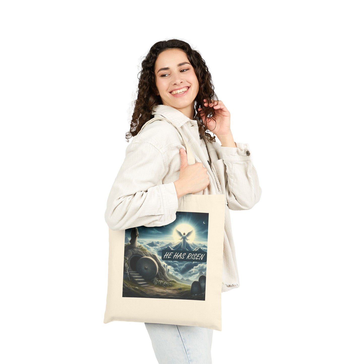 Cotton Canvas Tote Bag "HE HAS RISEN"