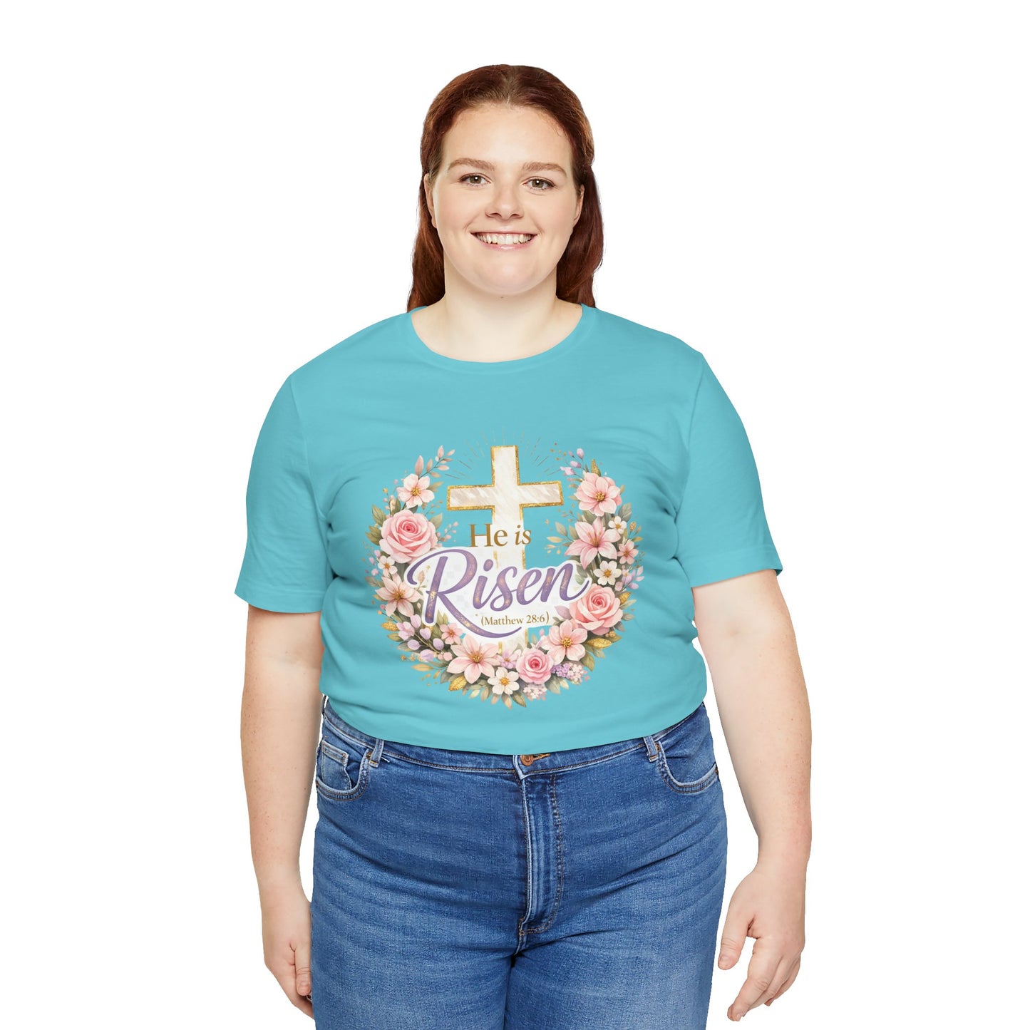 He Is Risen Floral Cross T-Shirt