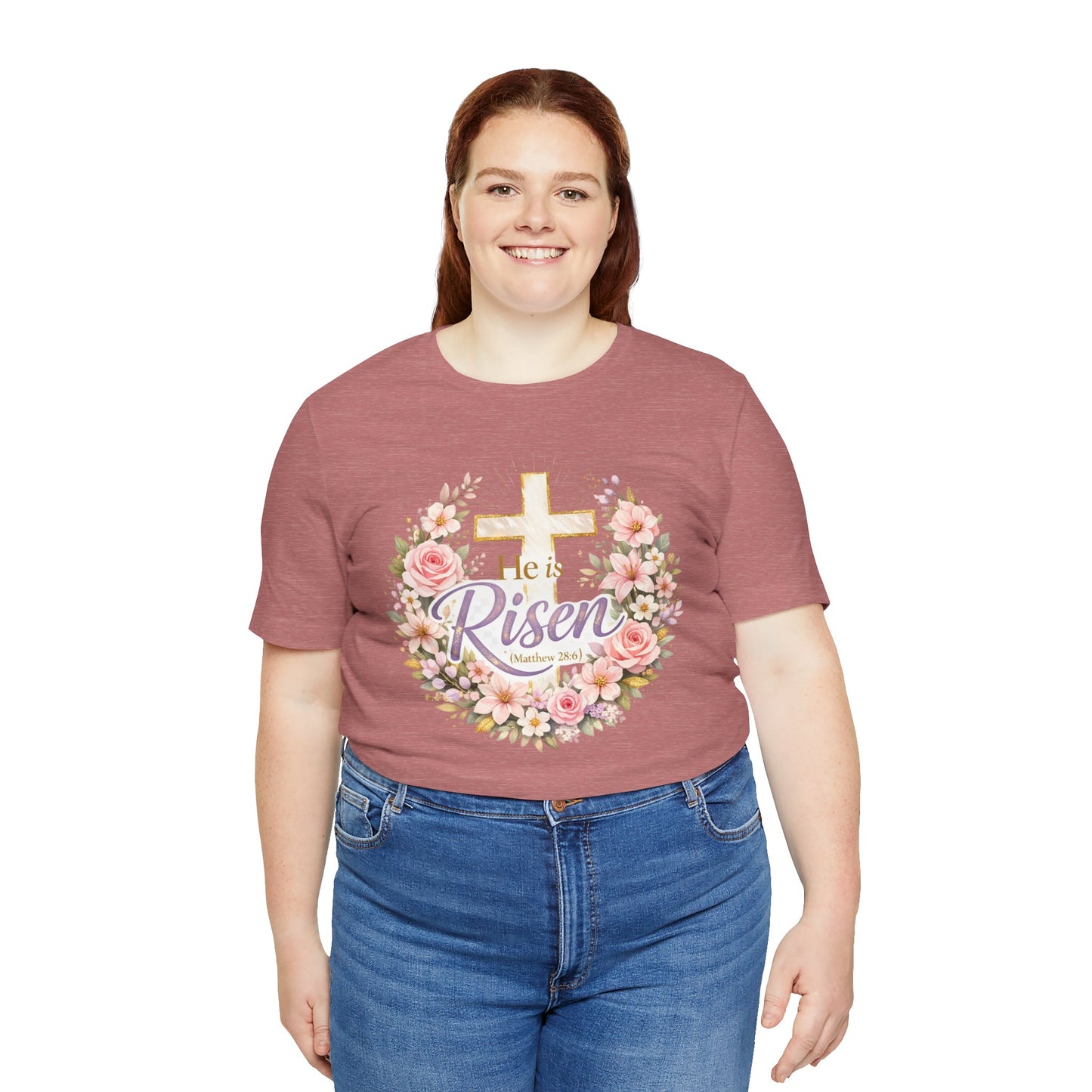 He Is Risen Floral Cross T-Shirt