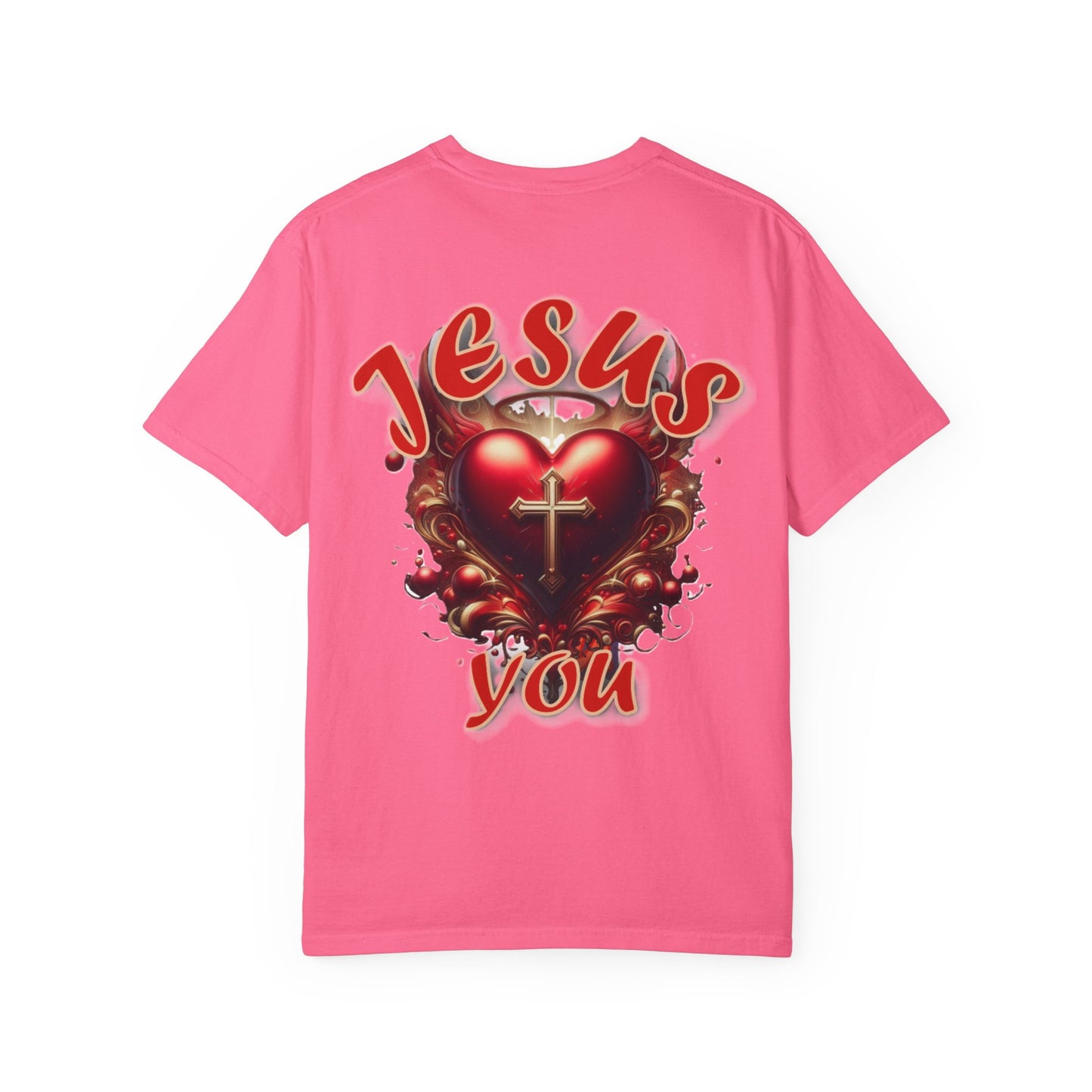 Christian Cross Heart Unisex T-shirt - Jesus Loves You Design