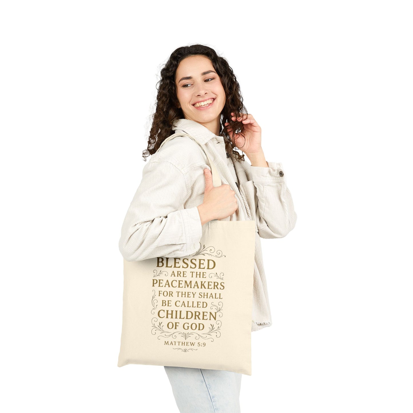 Blessed Are the Peacemakers Cotton Canvas Tote Bag — Faith-Based Inspirational Carryall