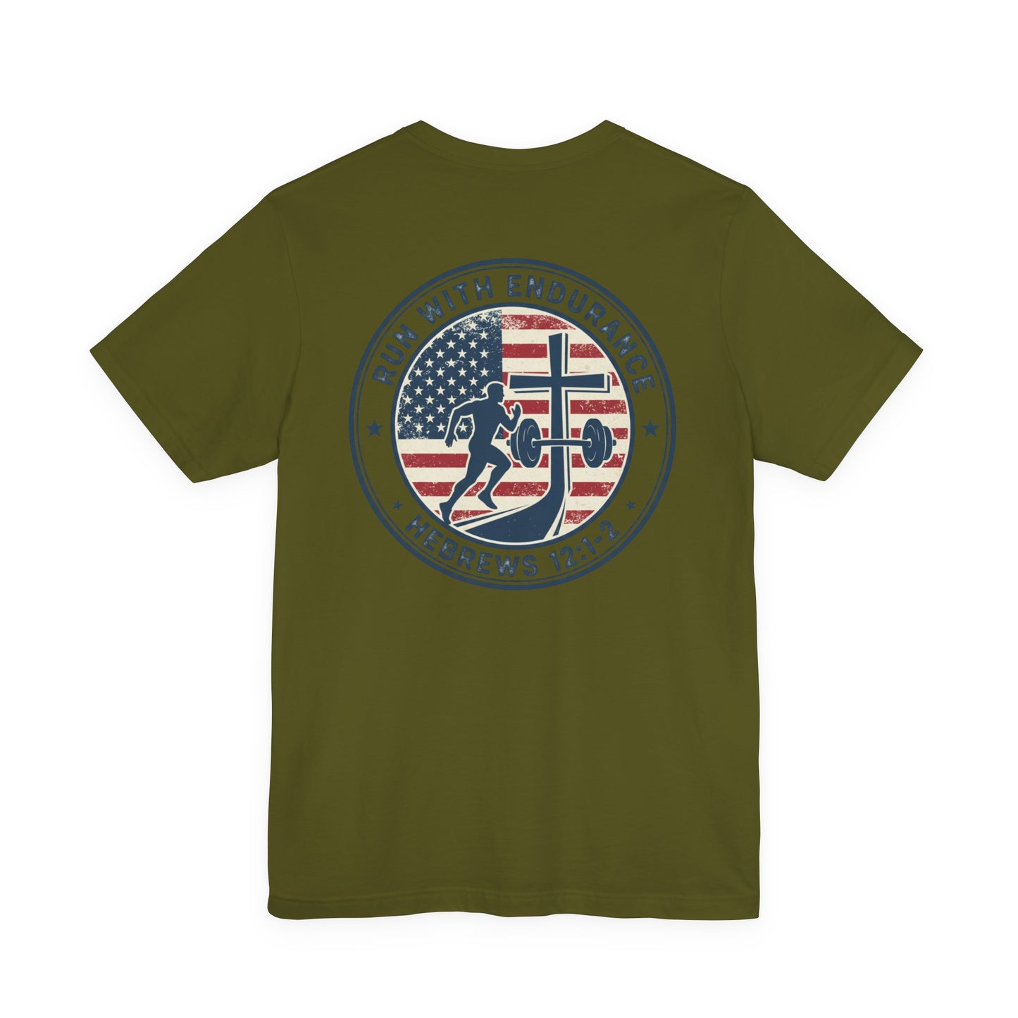 Hebrews 12:1-2 'Run With Endurance' T-Shirt — Inspirational Christian Tee