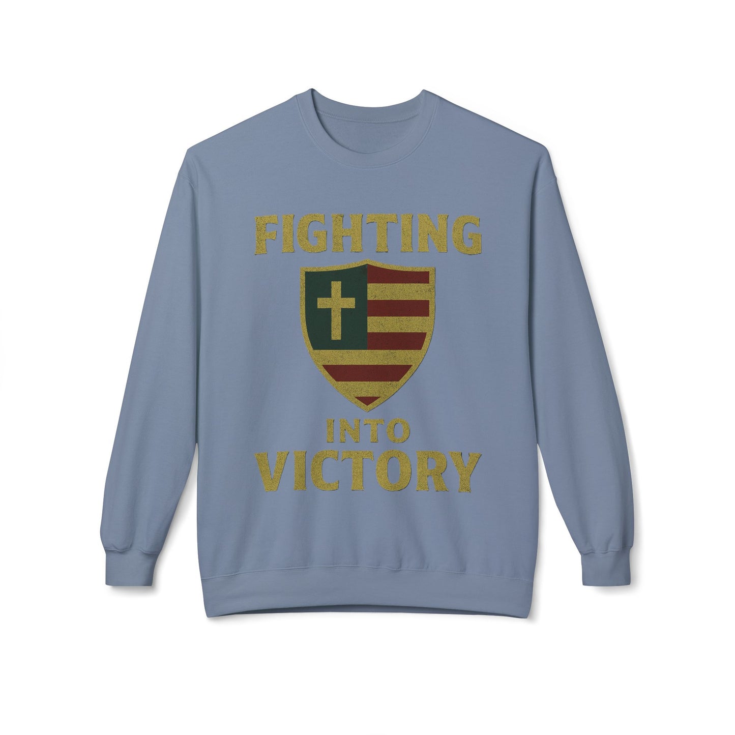 Christian Cross Shield Sweatshirt - Fighting into Victory