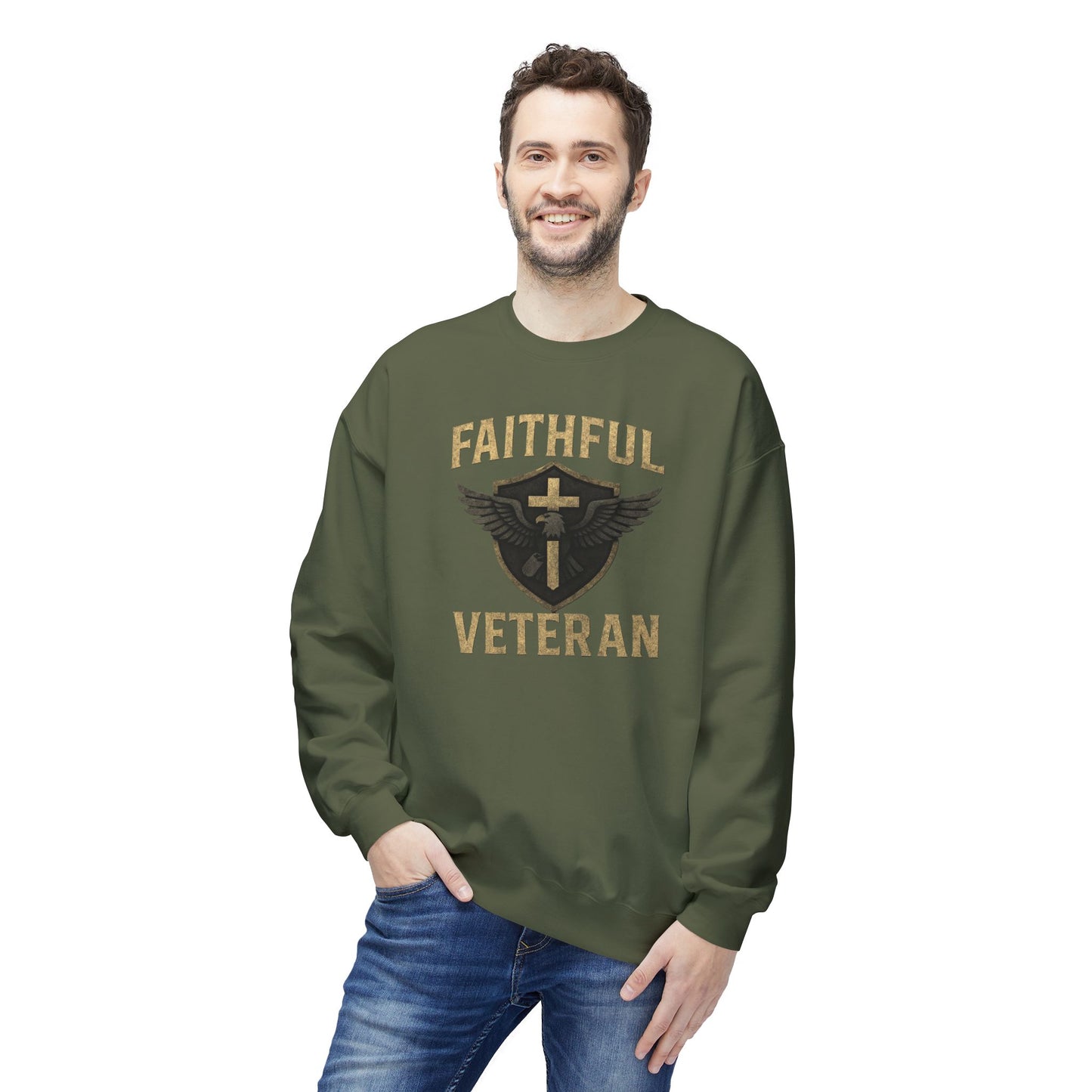 Crewneck Sweatshirt Faithful Veteran Design