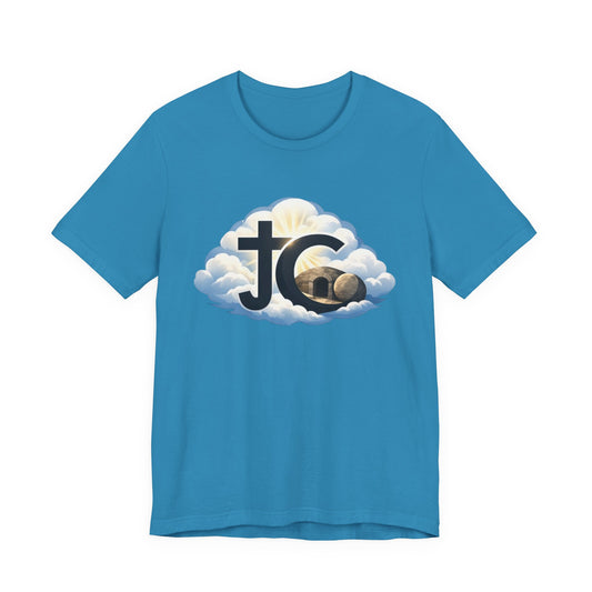 Jesus Christ (JC) Cross Tee — Crucified, Risen & Coming Again