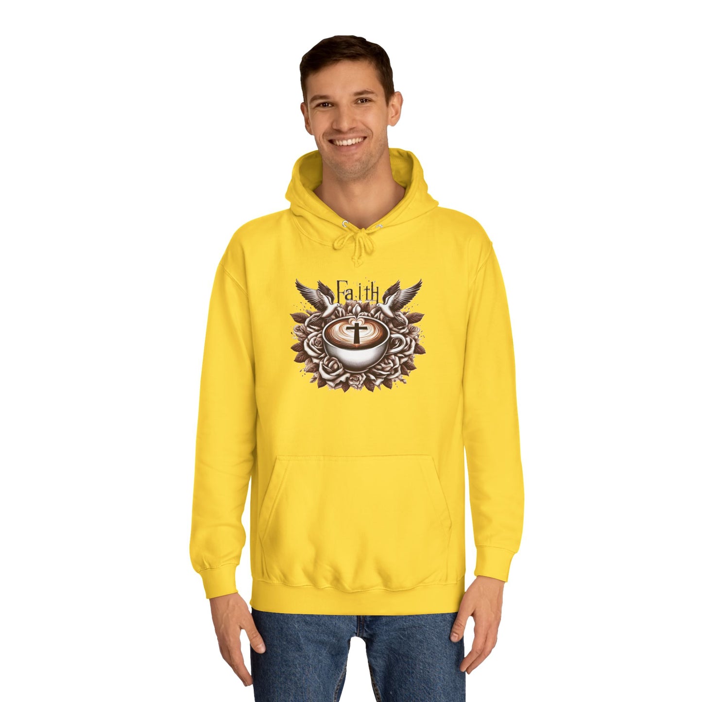 Unisex College Hoodie "Faith and Coffee"