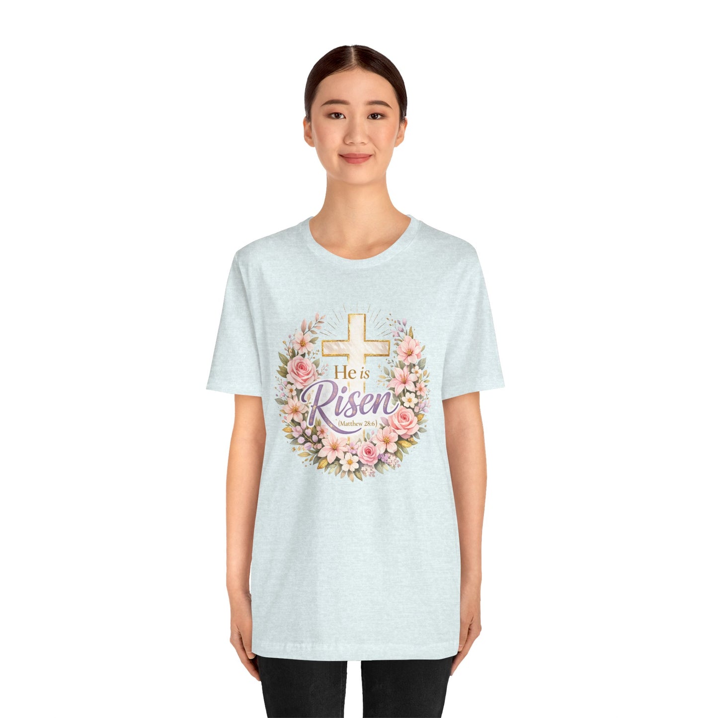 He Is Risen Floral Cross T-Shirt