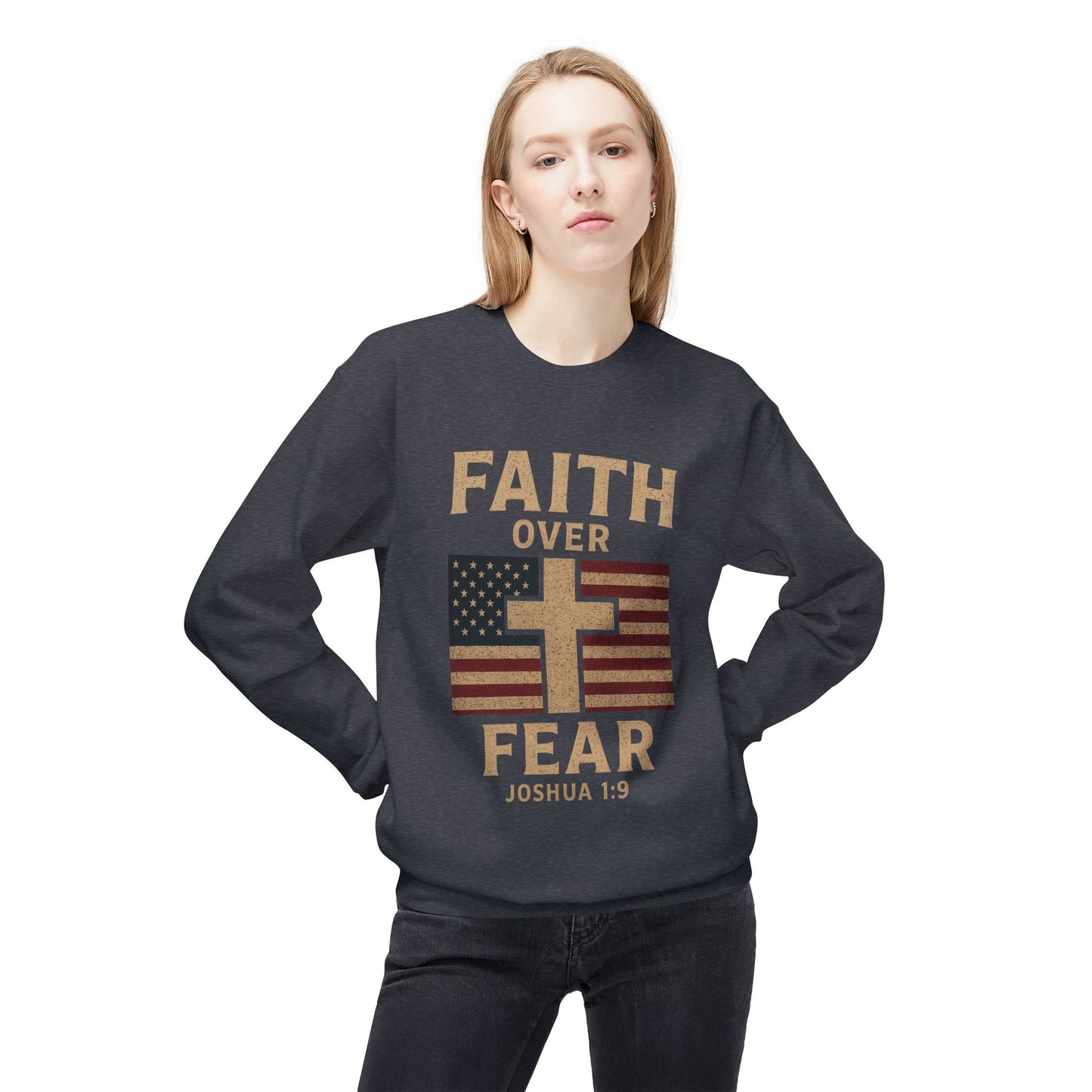 Faith Over Fear Christian Cross Sweatshirt