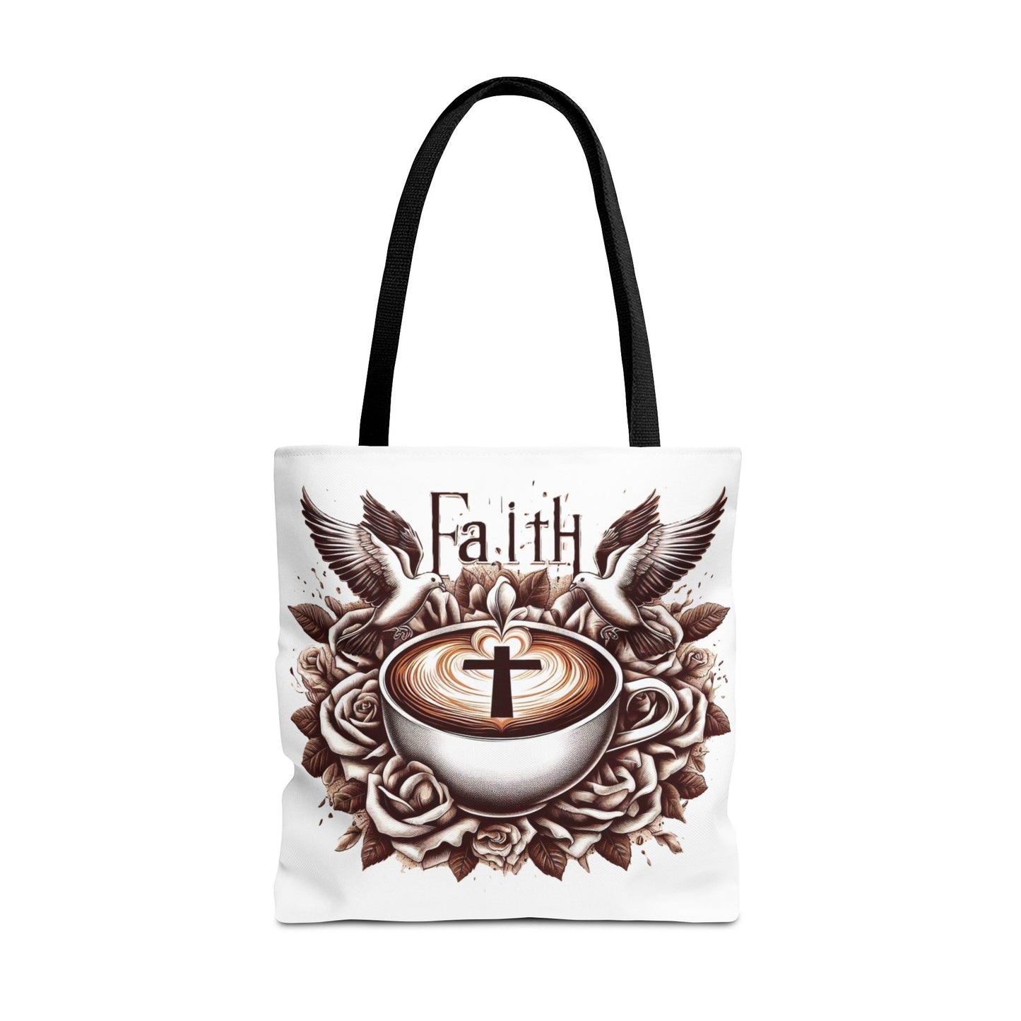 Tote Bag (AOP) "Faith and Coffee"