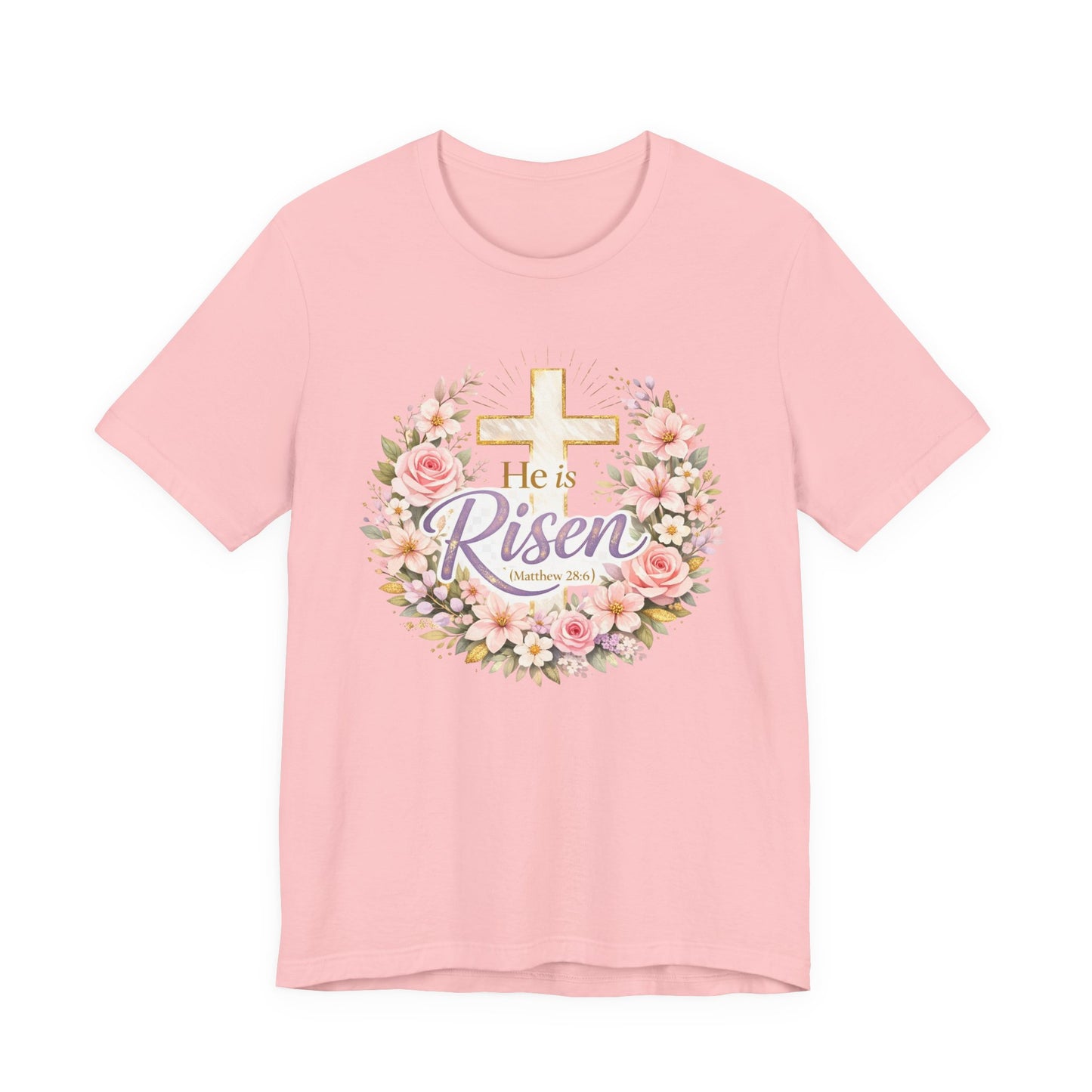 He Is Risen Floral Cross T-Shirt