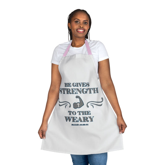 Apron, 5-Color Straps (AOP) Bible Verse Isaiah 40:29-31 'He gives Strength to the Weary'