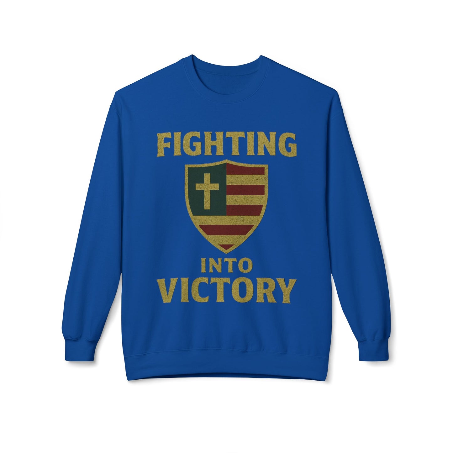 Christian Cross Shield Sweatshirt - Fighting into Victory