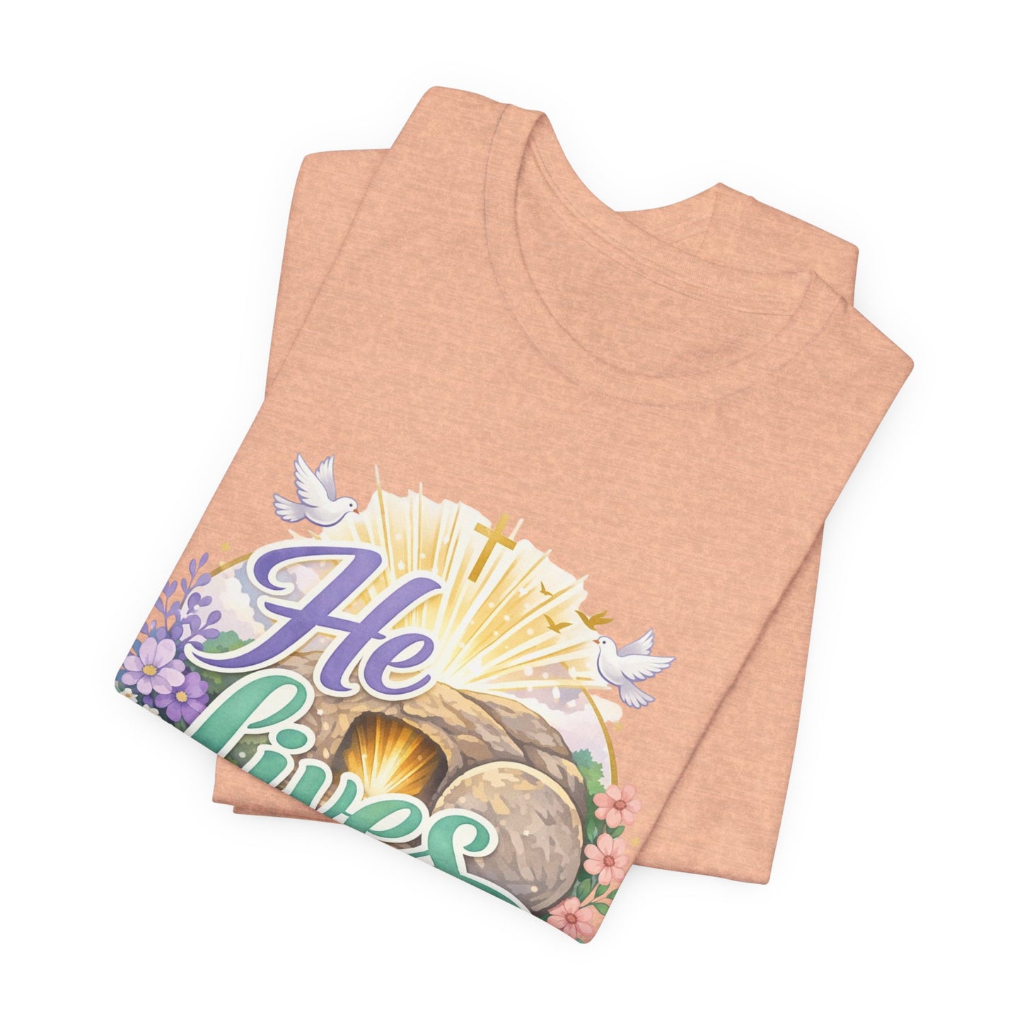 He Lives Jesus Tomb Tee — Christian Easter T‑Shirt
