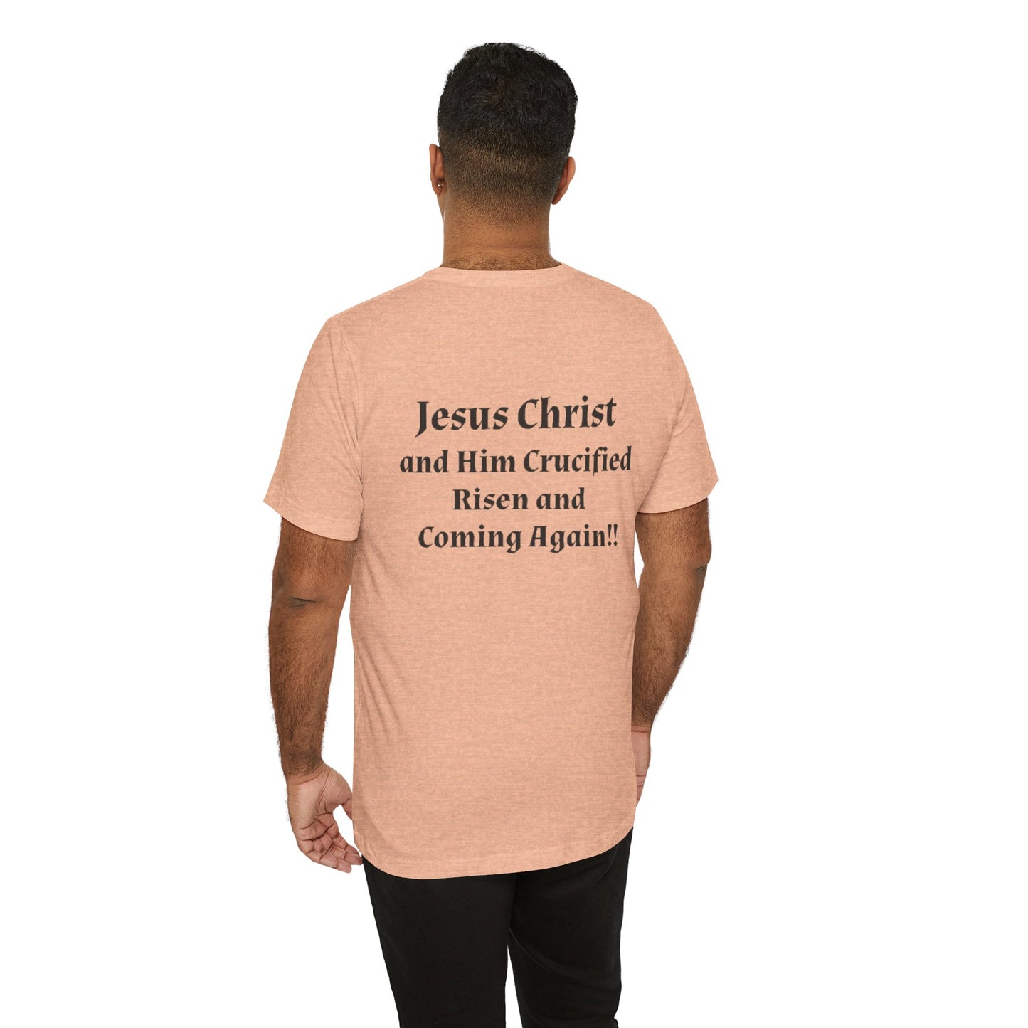 Jesus Christ (JC) Cross Tee — Crucified, Risen & Coming Again