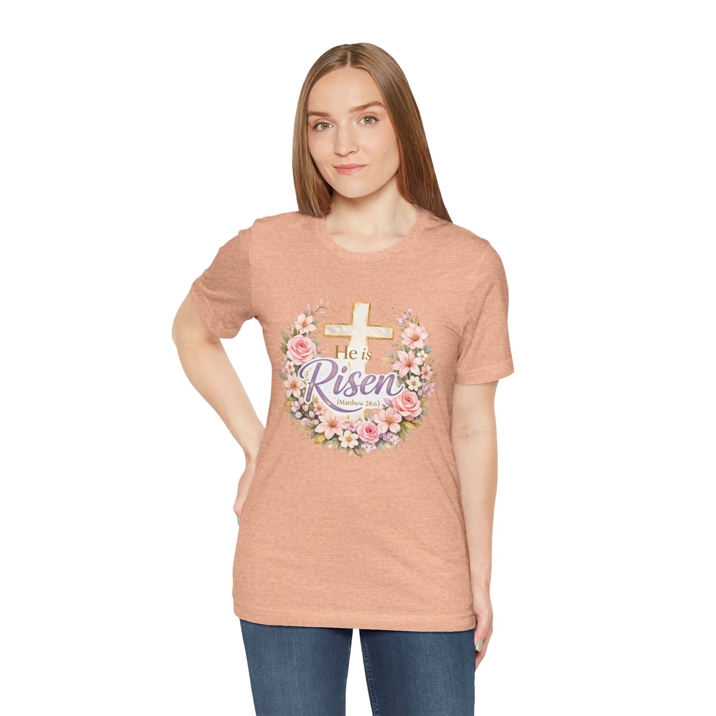 He Is Risen Floral Cross T-Shirt