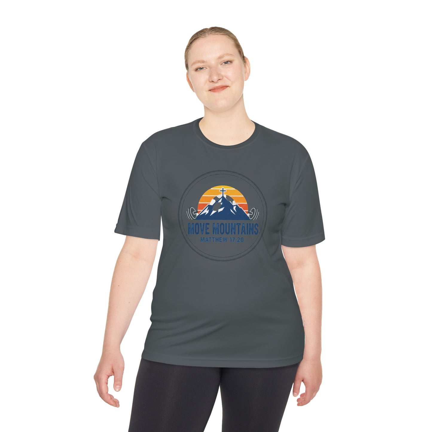 Matthew 17:20 'Move Mountains' Workout Tee — Moisture-Wicking Athletic Shirt