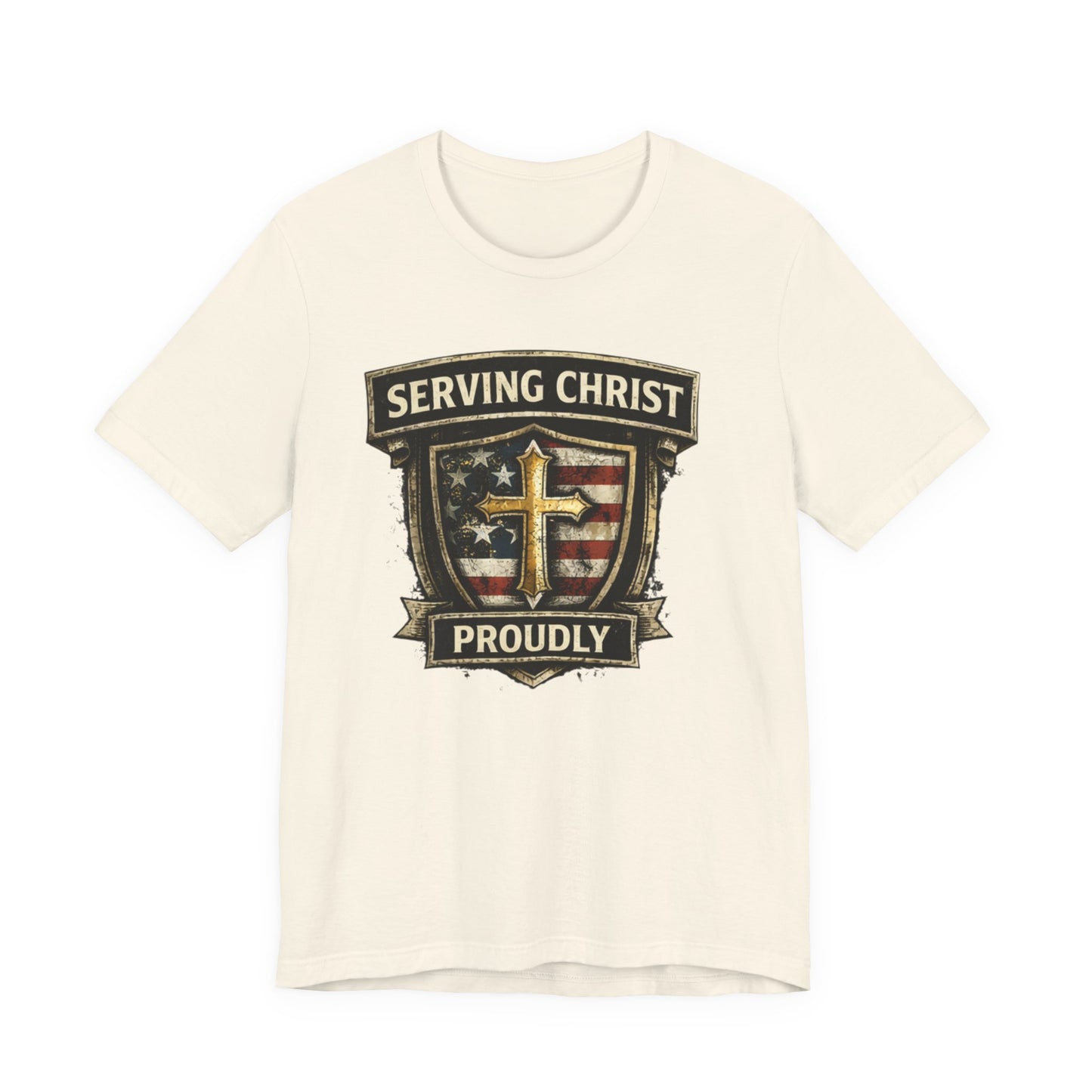 Serving Christ Proudly T-Shirt — Christian Faith Patriotic Tee