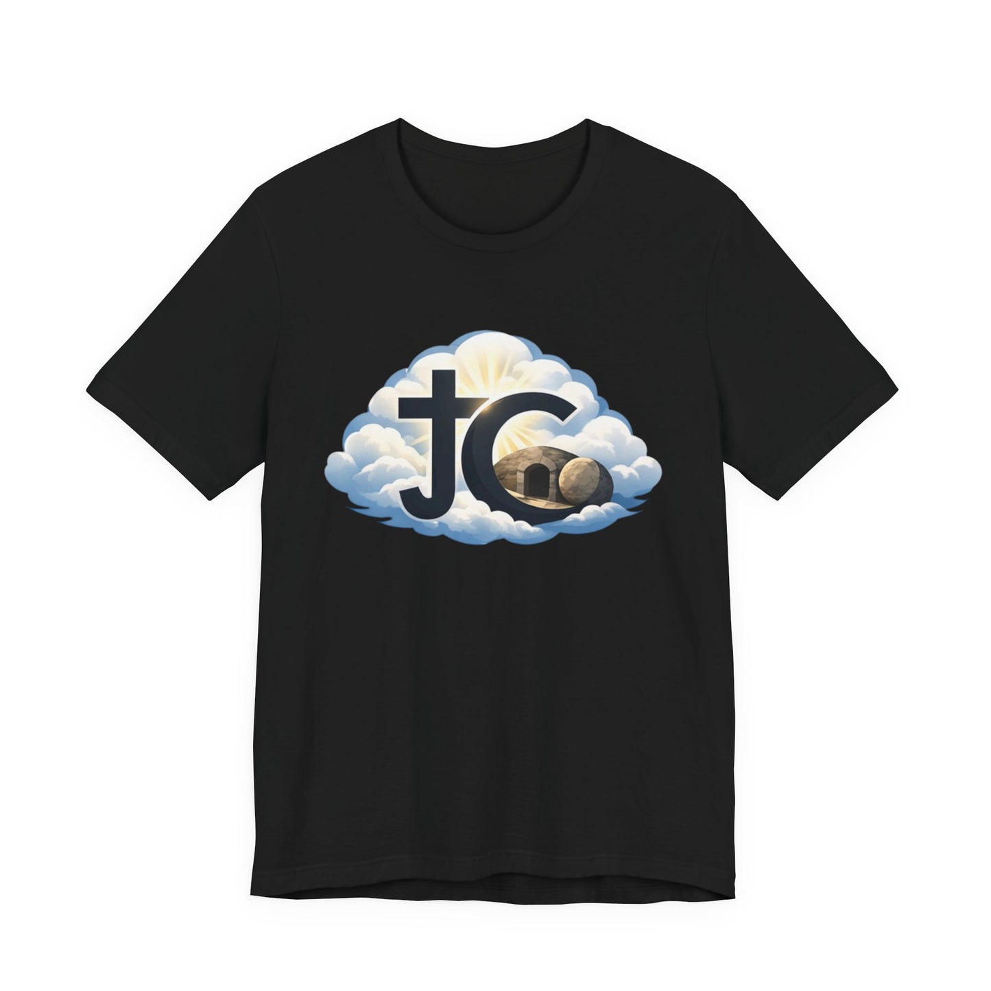 Jesus Christ (JC) Cross Tee — Crucified, Risen & Coming Again