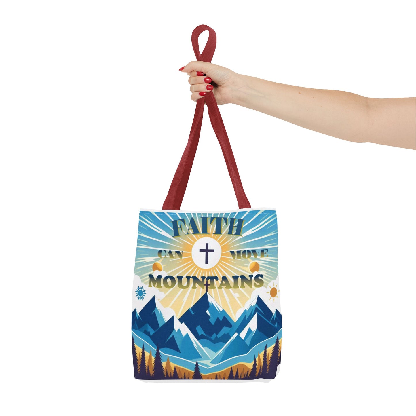 "FAITH CAN MOVE MOUNTAINS" Tote Bag (AOP)