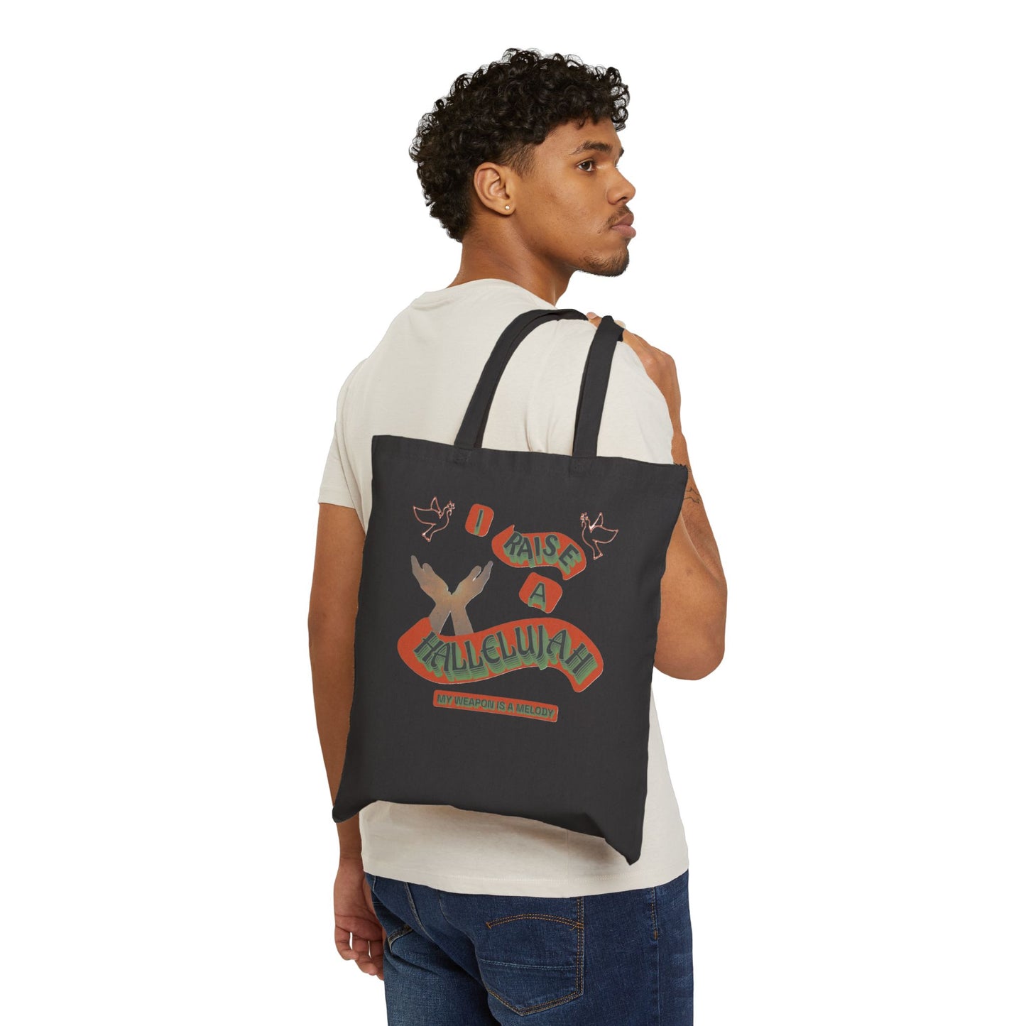 Cotton Canvas Tote Bag "I RAISE A HALLELUJAH"