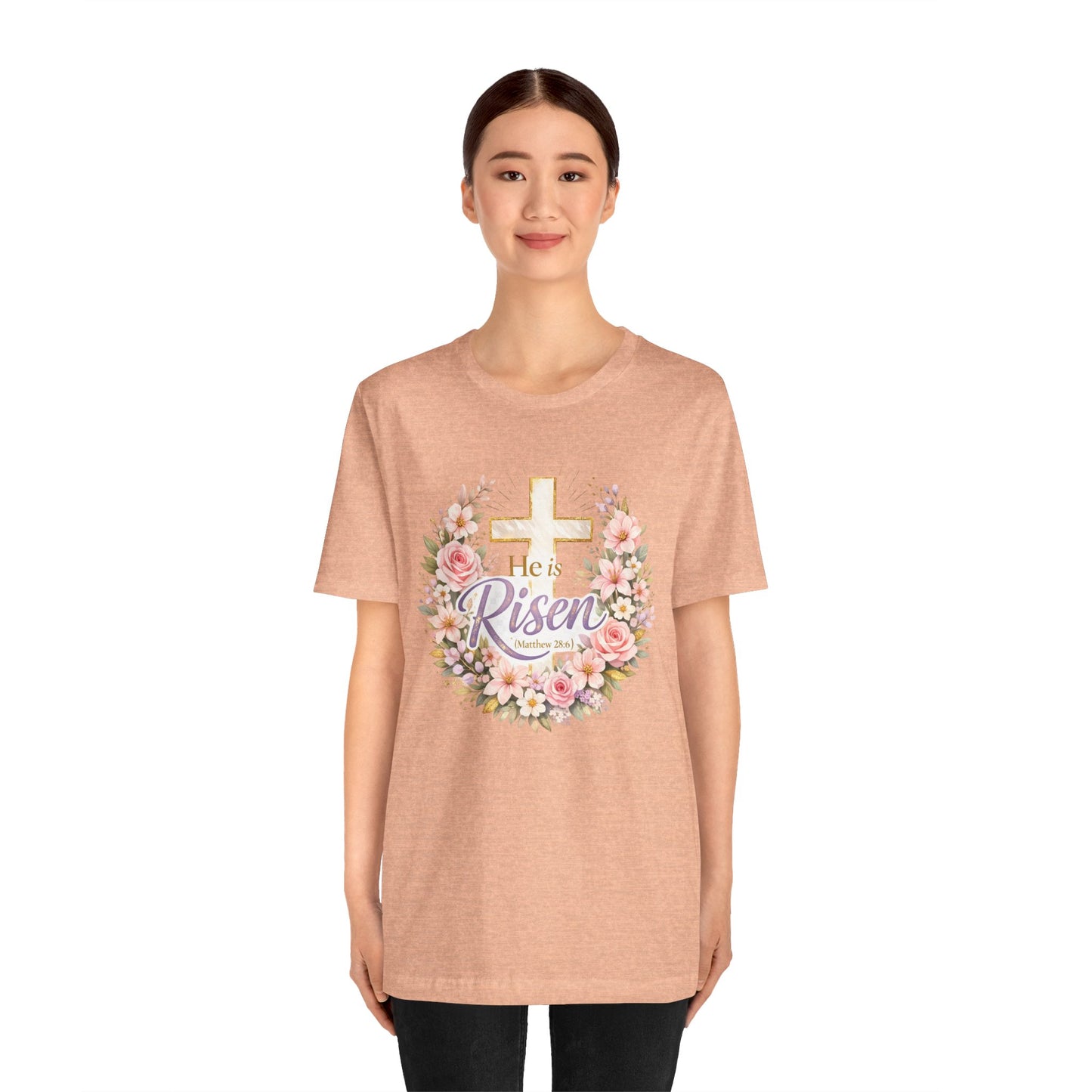 He Is Risen Floral Cross T-Shirt