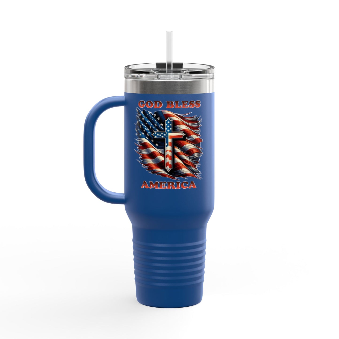 Insulated Travel Mug, 40oz "GOD BLESS AMERICA"