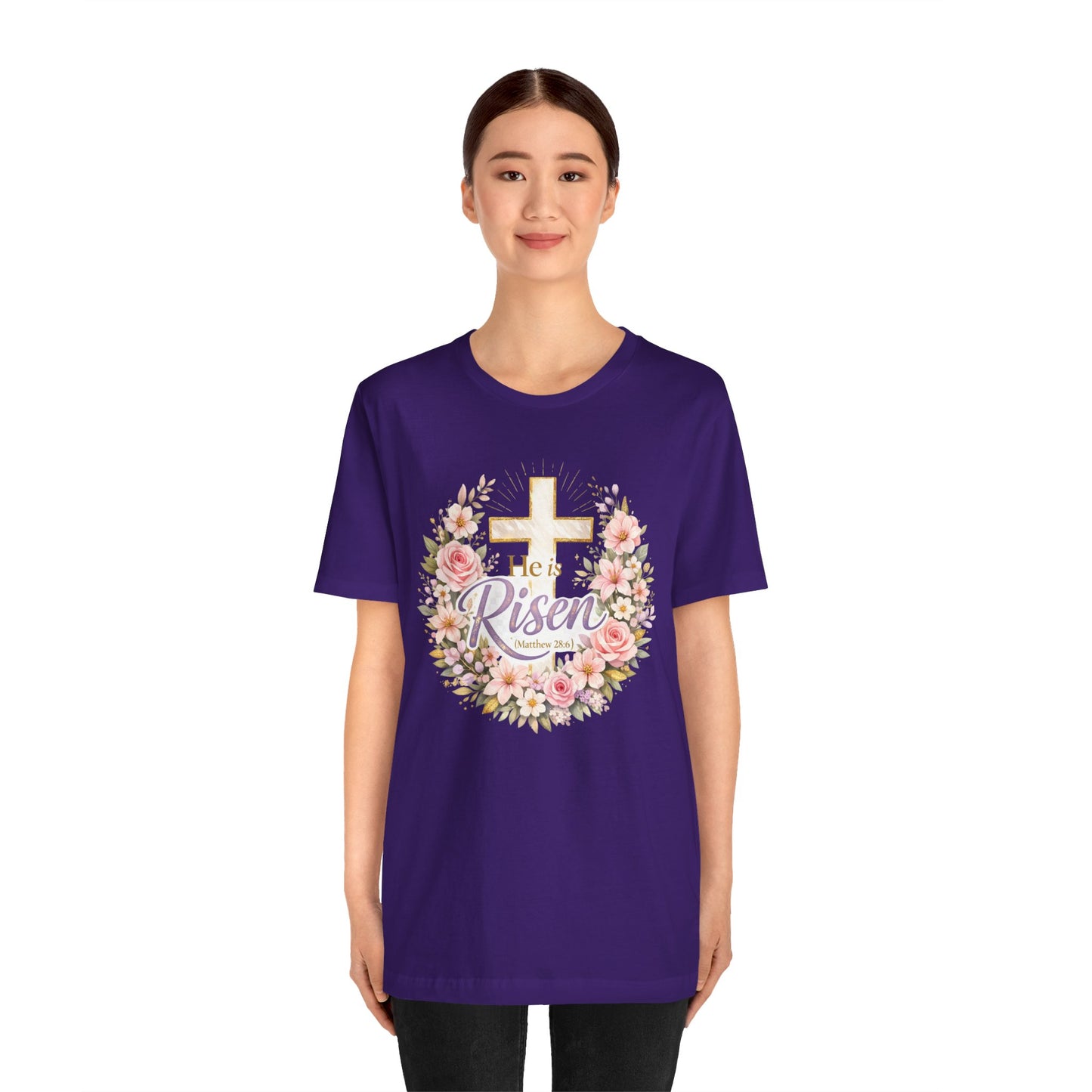 He Is Risen Floral Cross T-Shirt