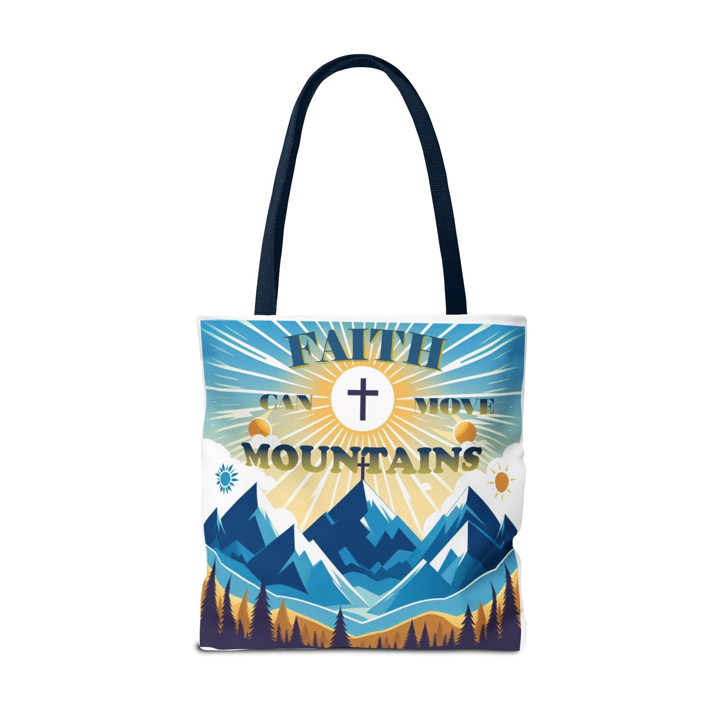 "FAITH CAN MOVE MOUNTAINS" Tote Bag (AOP)
