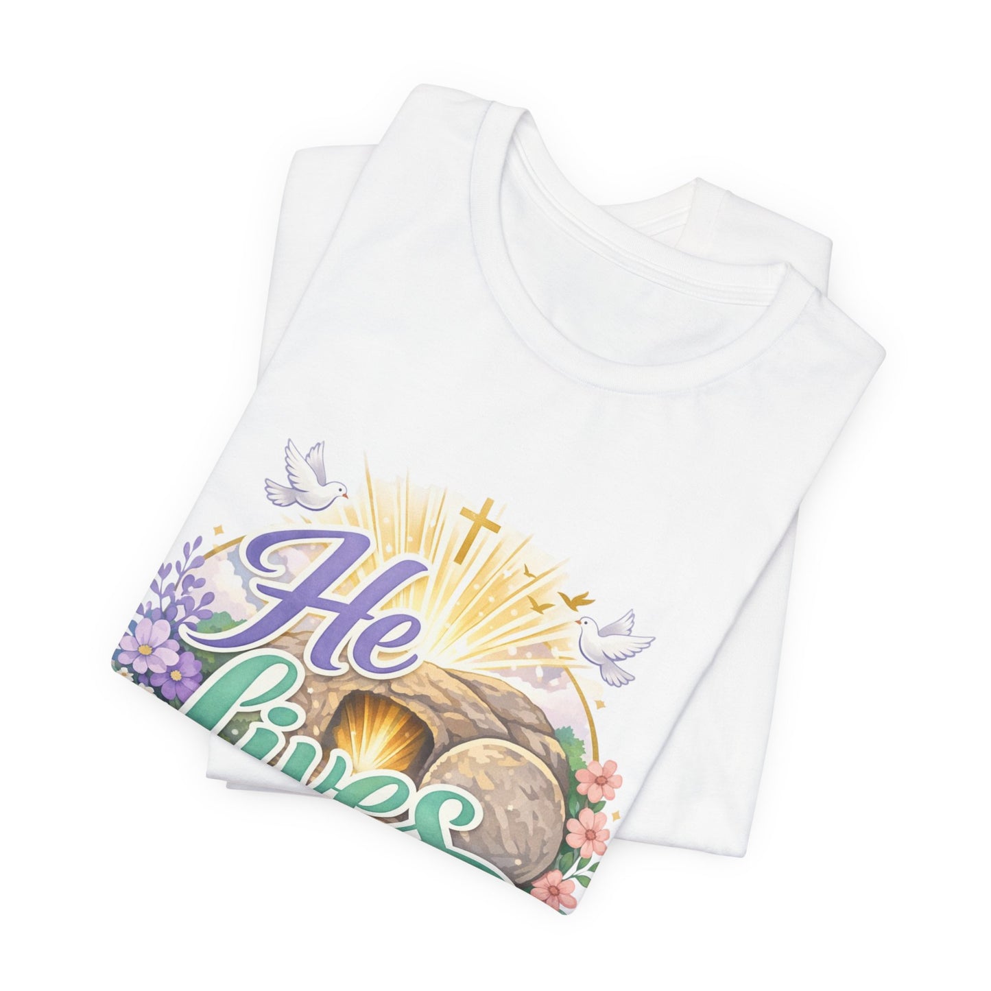 He Lives Jesus Tomb Tee — Christian Easter T‑Shirt