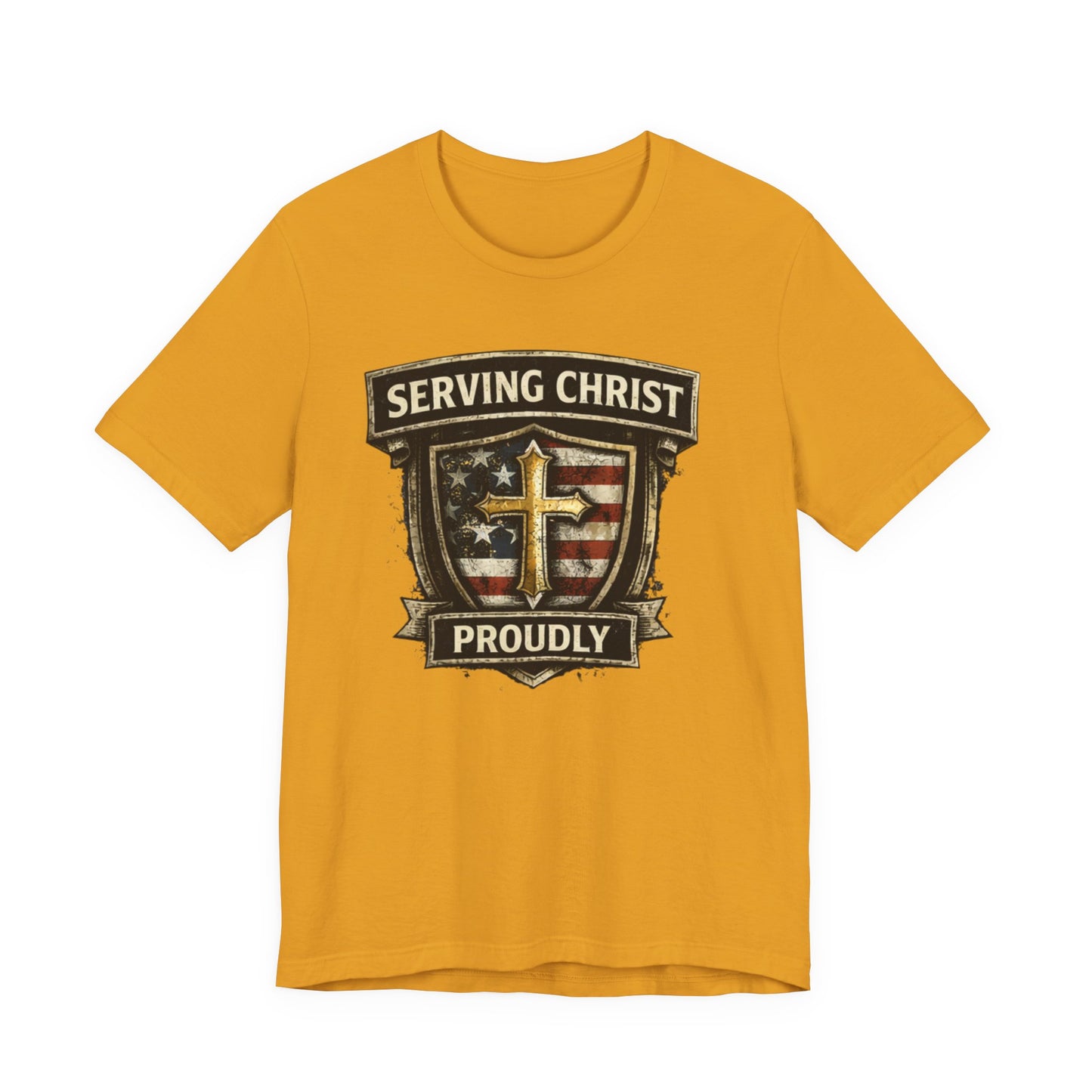 Serving Christ Proudly T-Shirt — Christian Faith Patriotic Tee