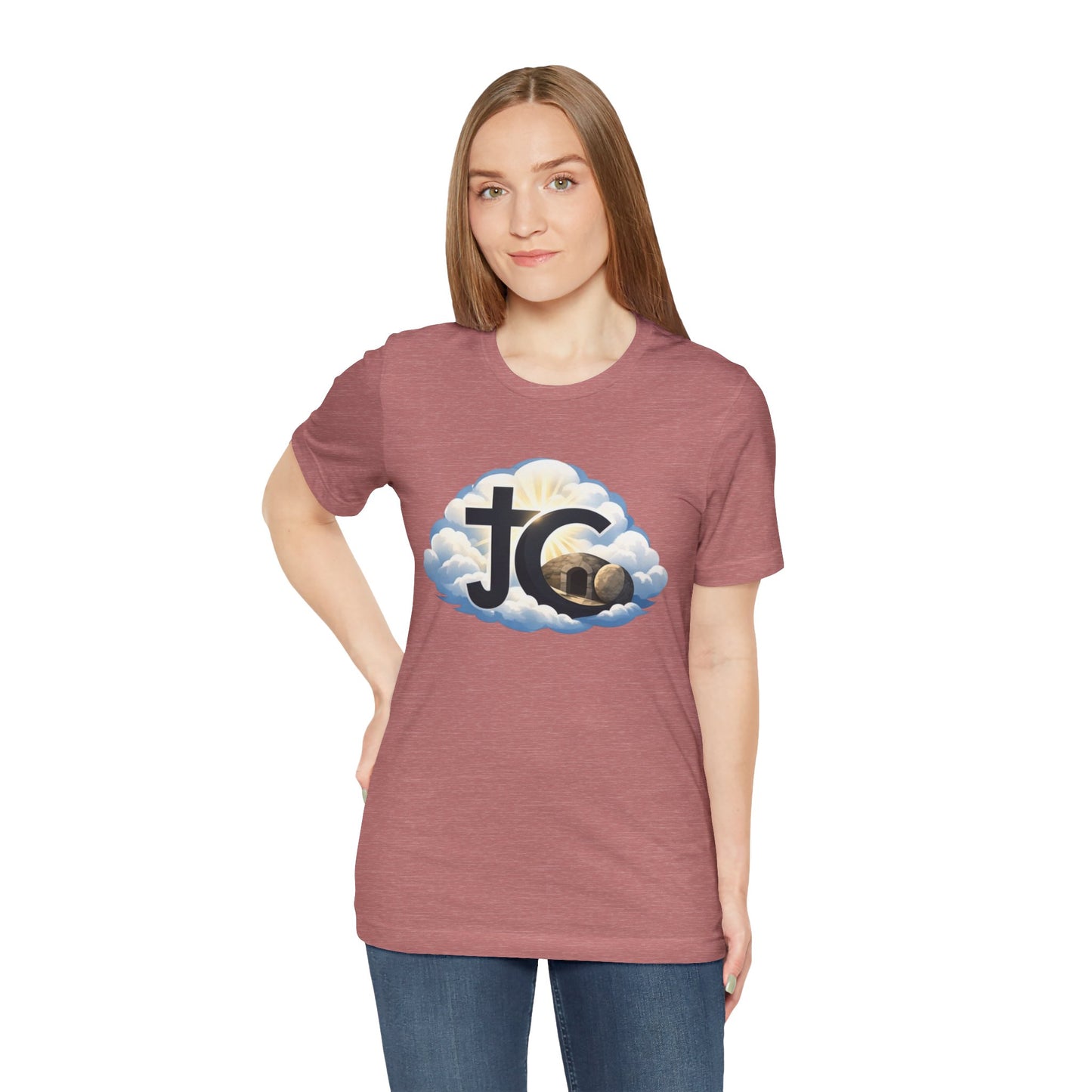 Jesus Christ (JC) Cross Tee — Crucified, Risen & Coming Again