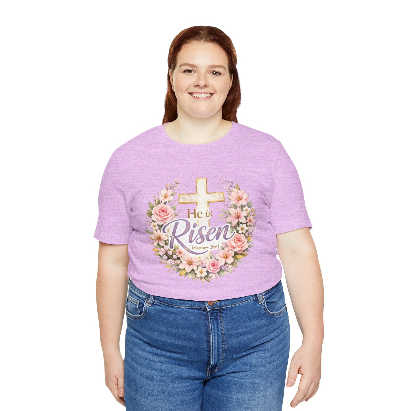 He Is Risen Floral Cross T-Shirt